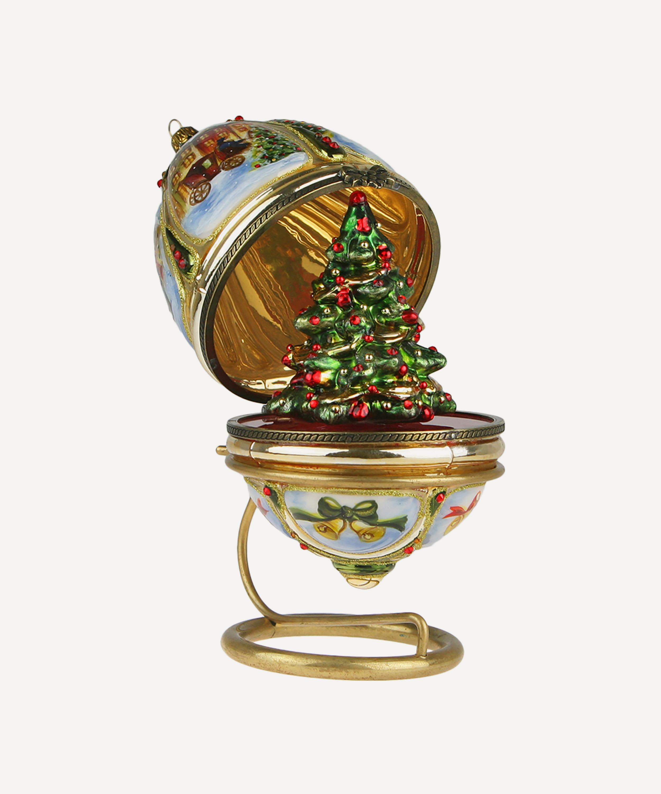 Christmas - Hinged Egg with Christmas Tree Glass Ornament image number 1