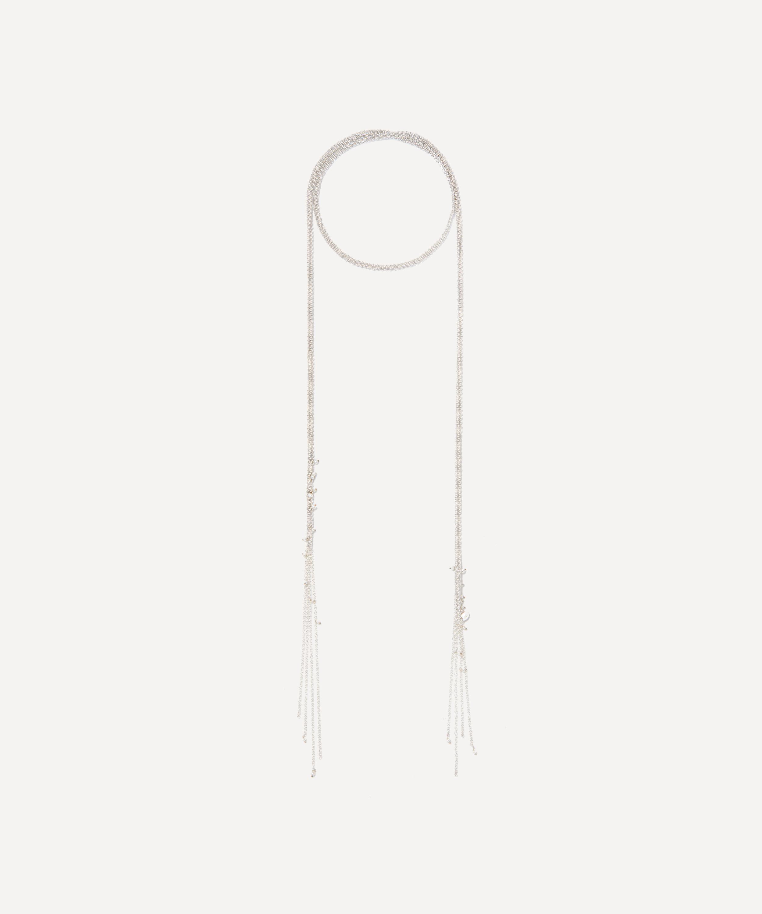 Stephanie Schneider - Silver Woven Pearl Shawl Chain Necklace image number 0