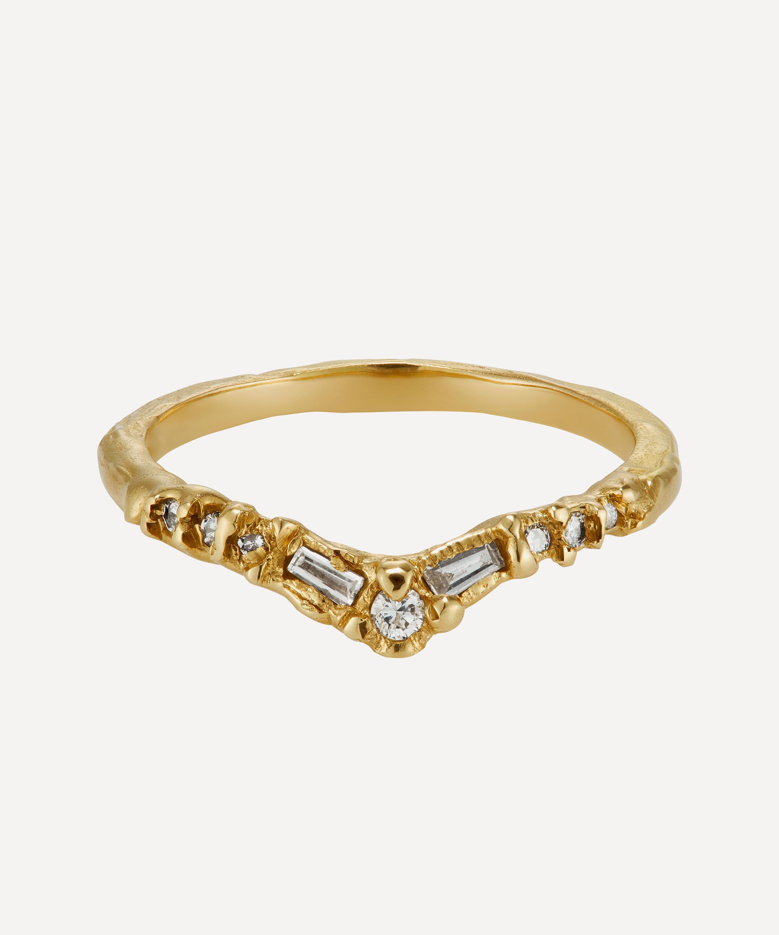 Ellis Mhairi Cameron - 14ct Gold Armach Diamond V-Shape Scatter Ring image number 0