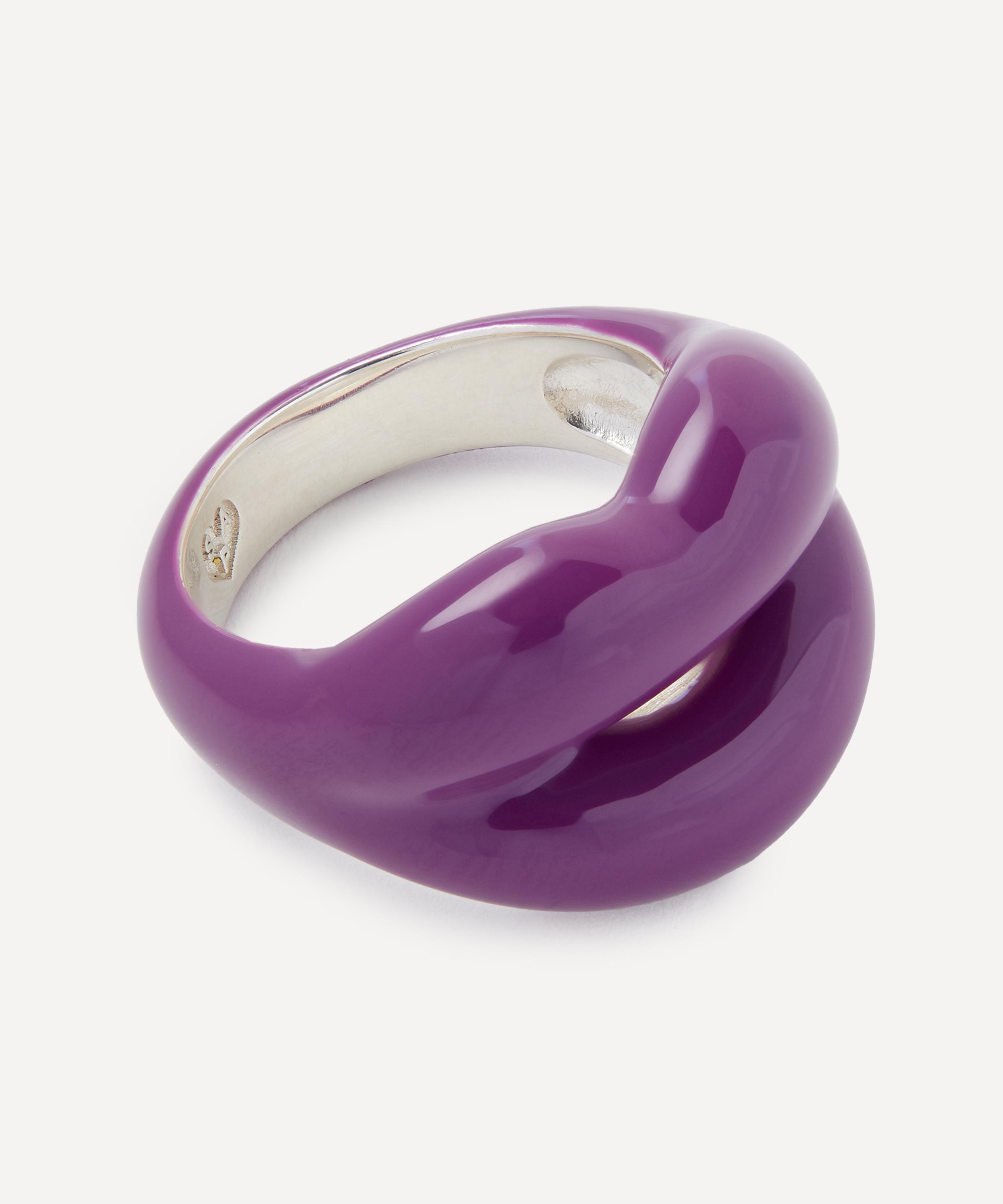 Solange Azagury-Partridge - Sterling Silver Liberty Purple 150th Hotlips Ring image number 1