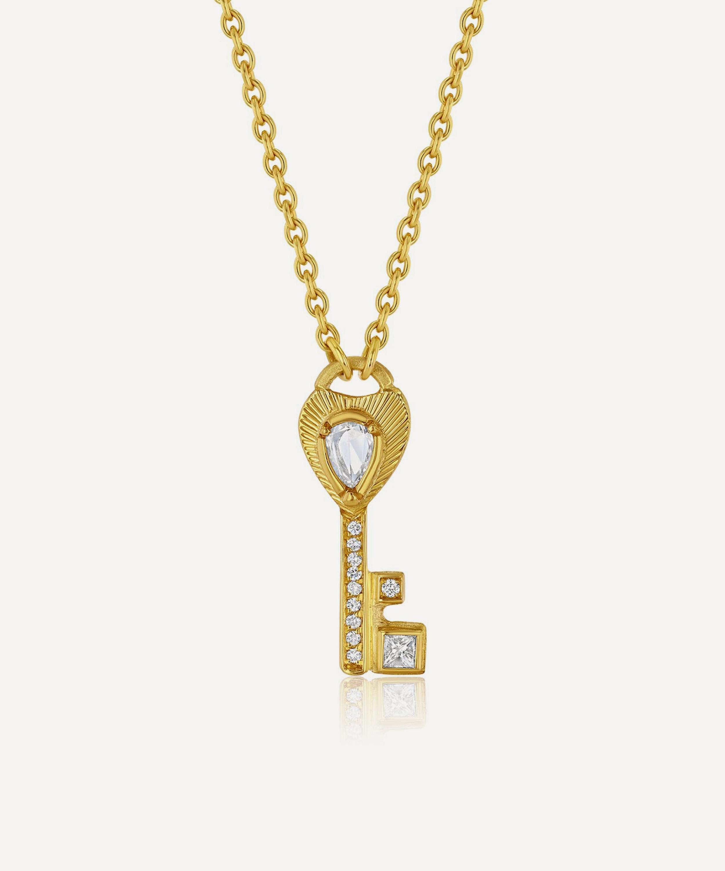 Brooke Gregson - 18ct Gold Diamond Key Heart Pendant Necklace