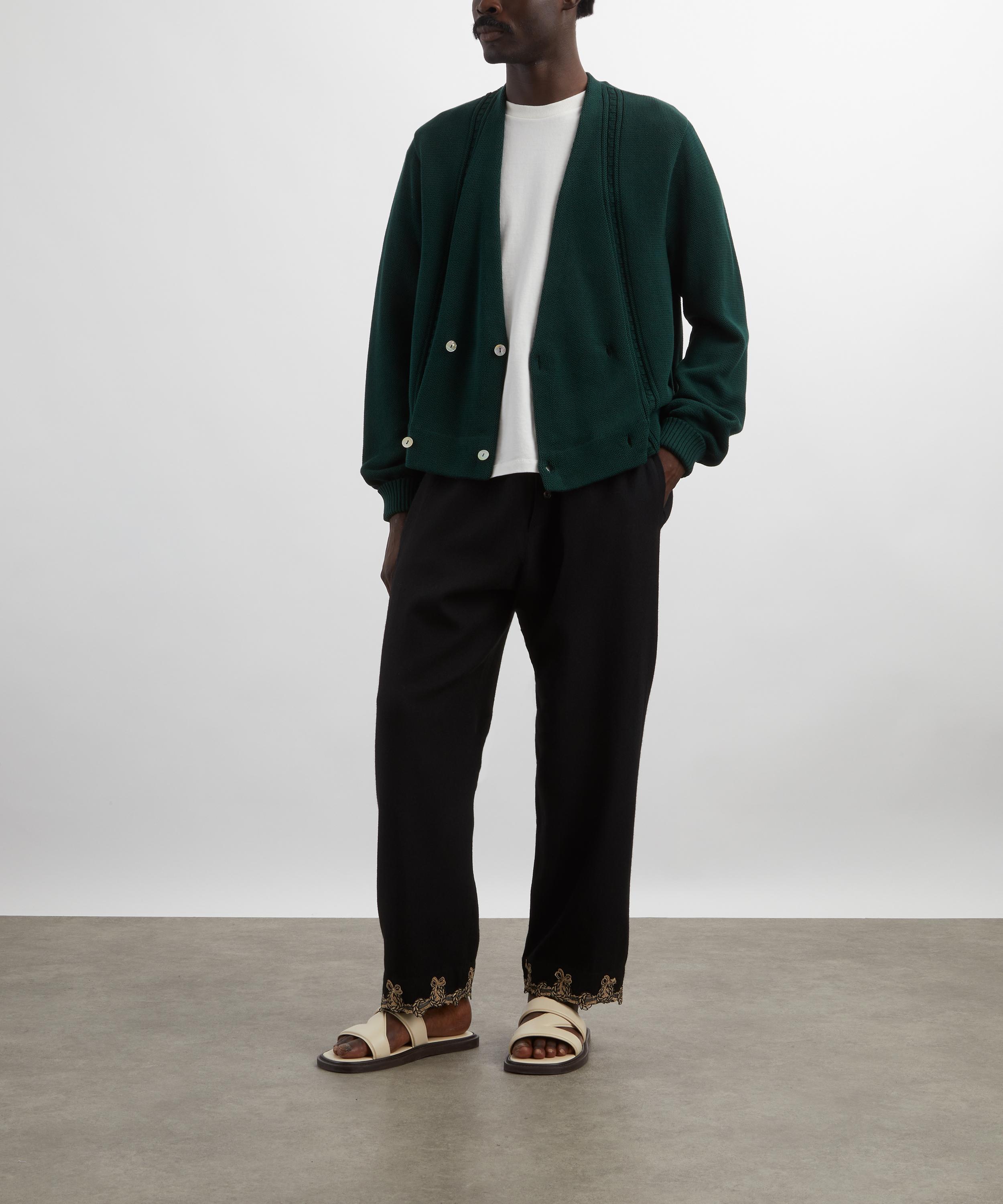 Bode - Dark Green Double-Breasted Cardigan image number 1