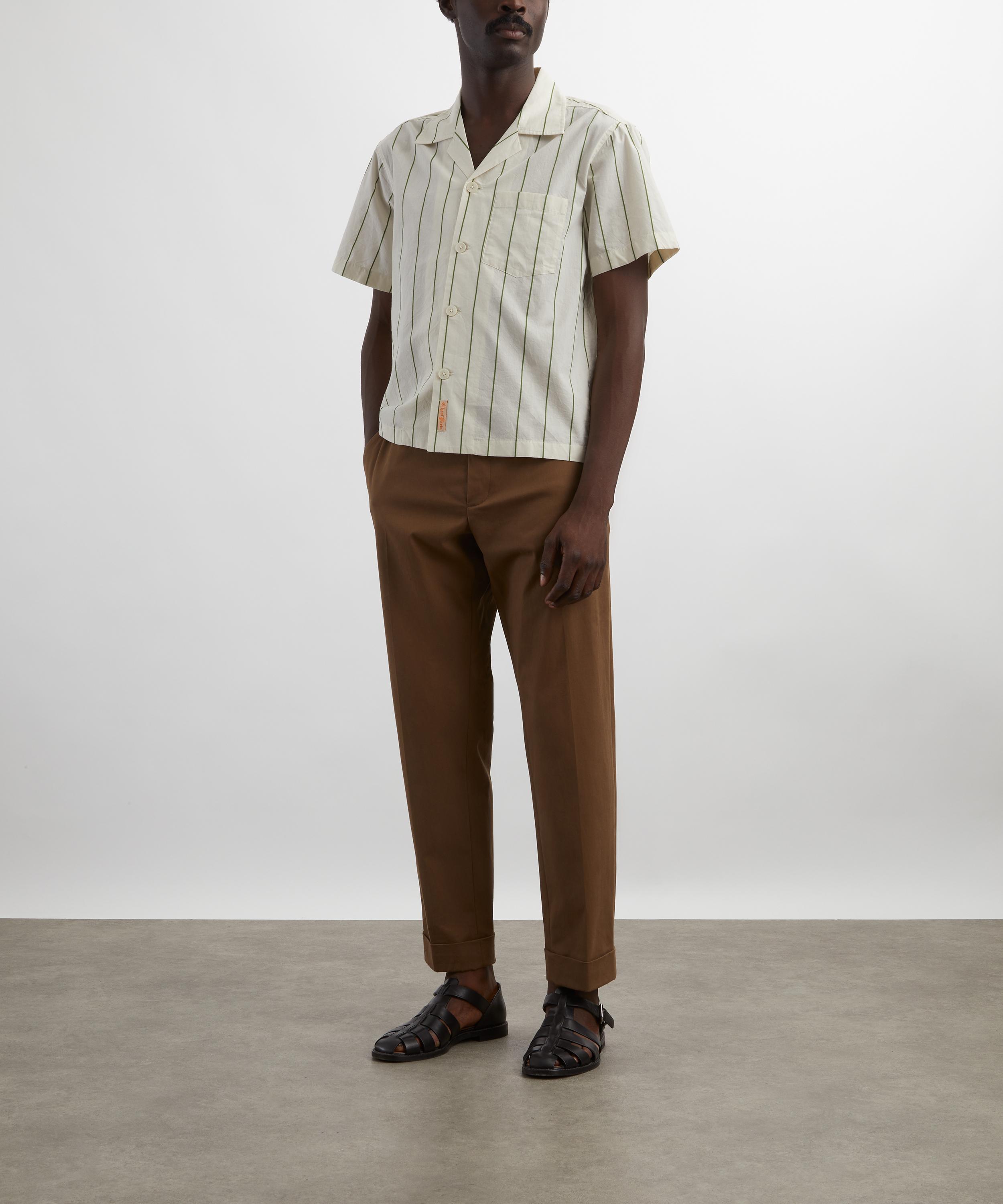 Bode - Celery Stripe Short-Sleeve Shirt image number 1