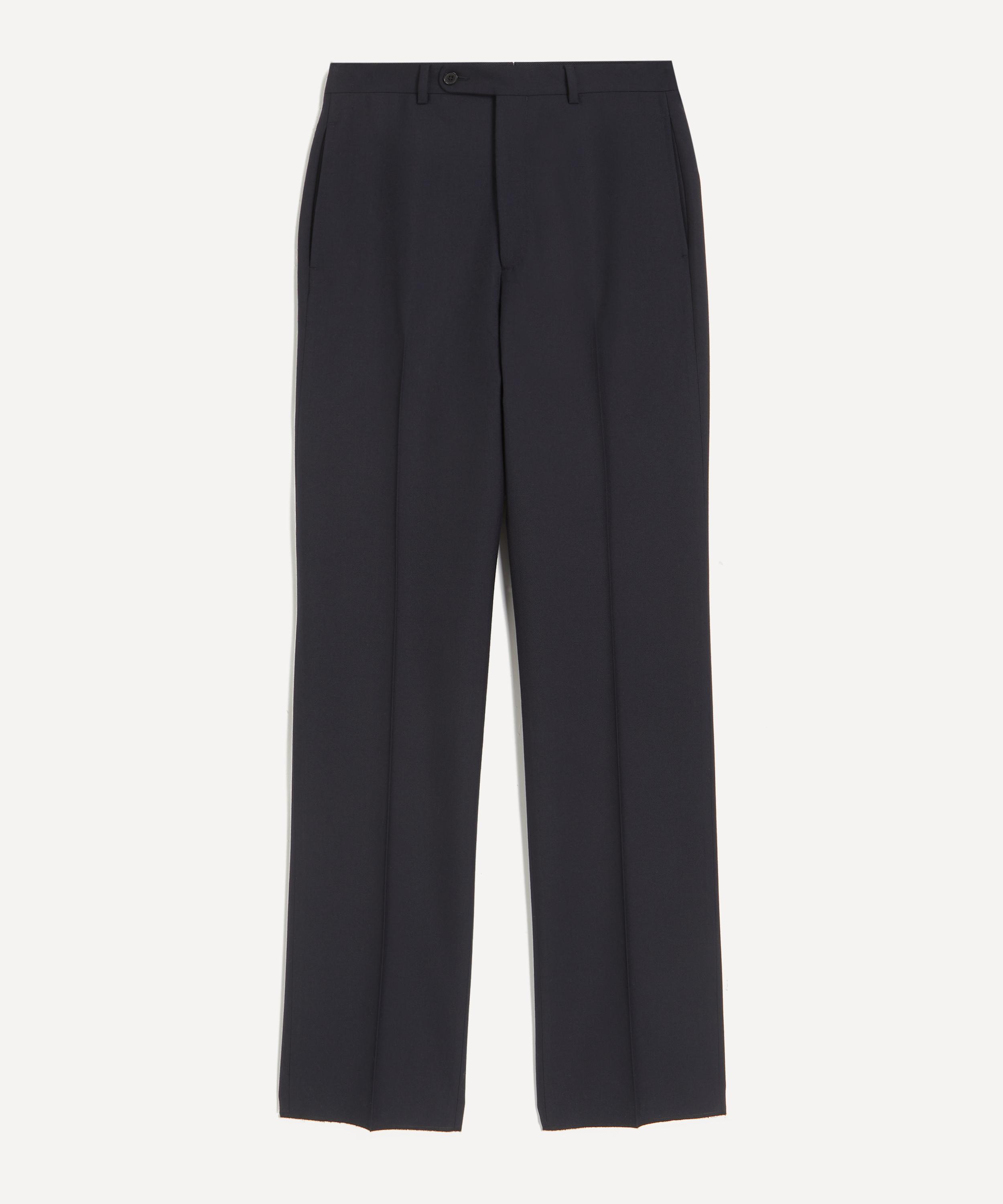Husbands - Navy Straight High-Waisted Twill Trousers image number 0