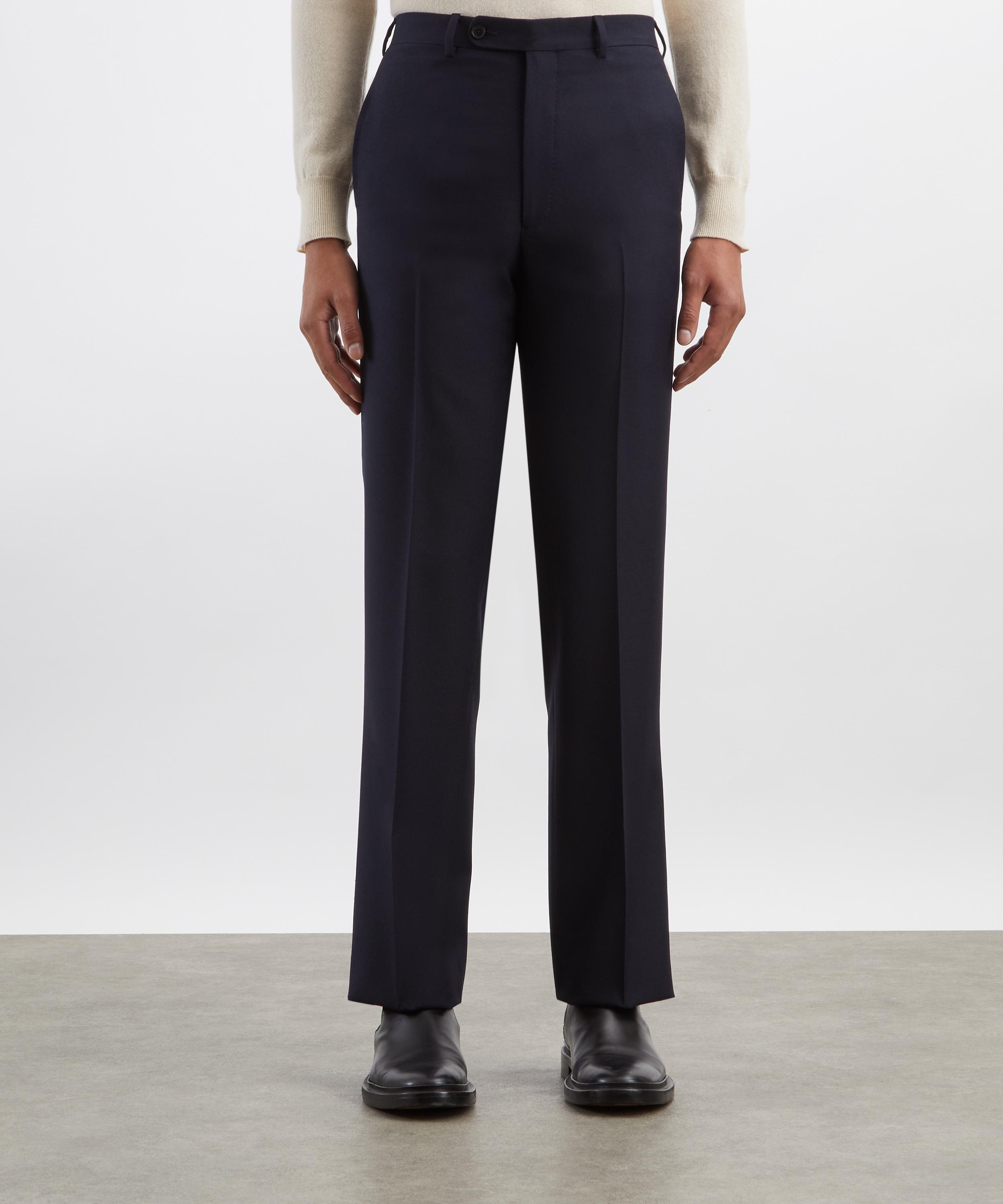 Husbands - Navy Straight High-Waisted Twill Trousers image number 2