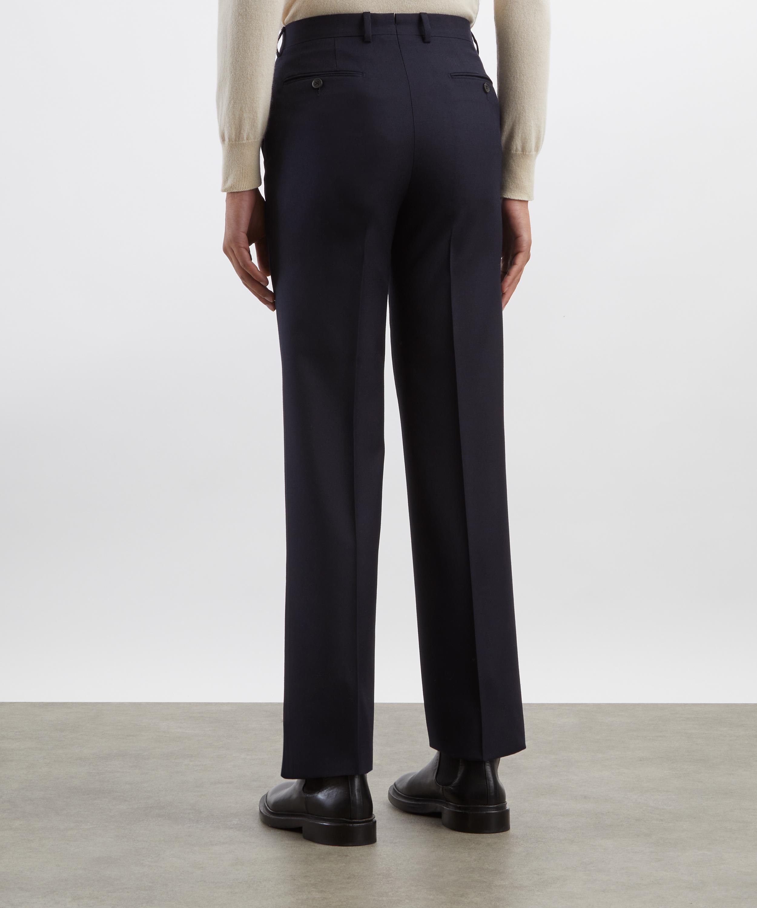 Husbands - Navy Straight High-Waisted Twill Trousers image number 3