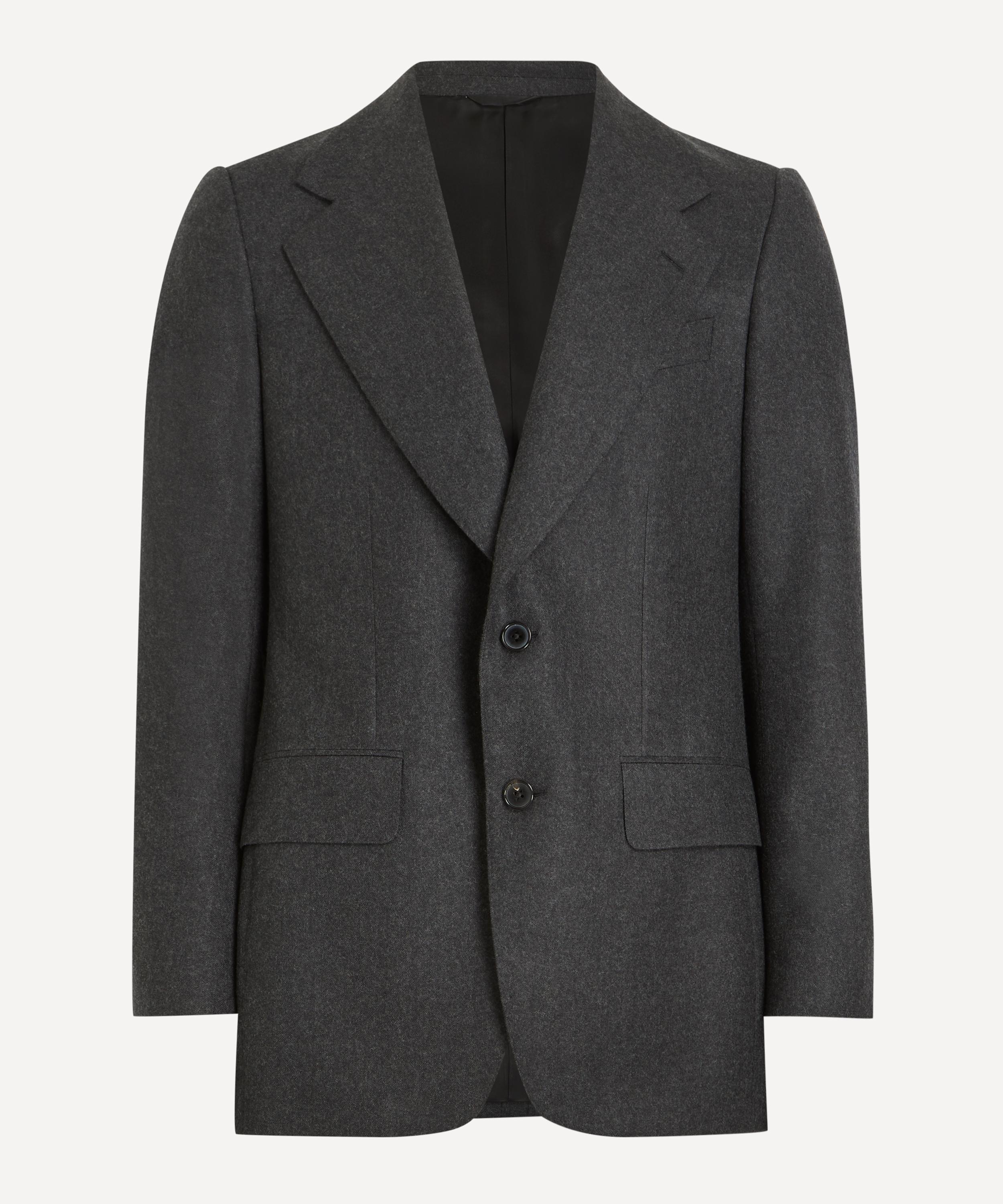 Husbands - Anthracite Single-Breasted Wool Flannel Jacket