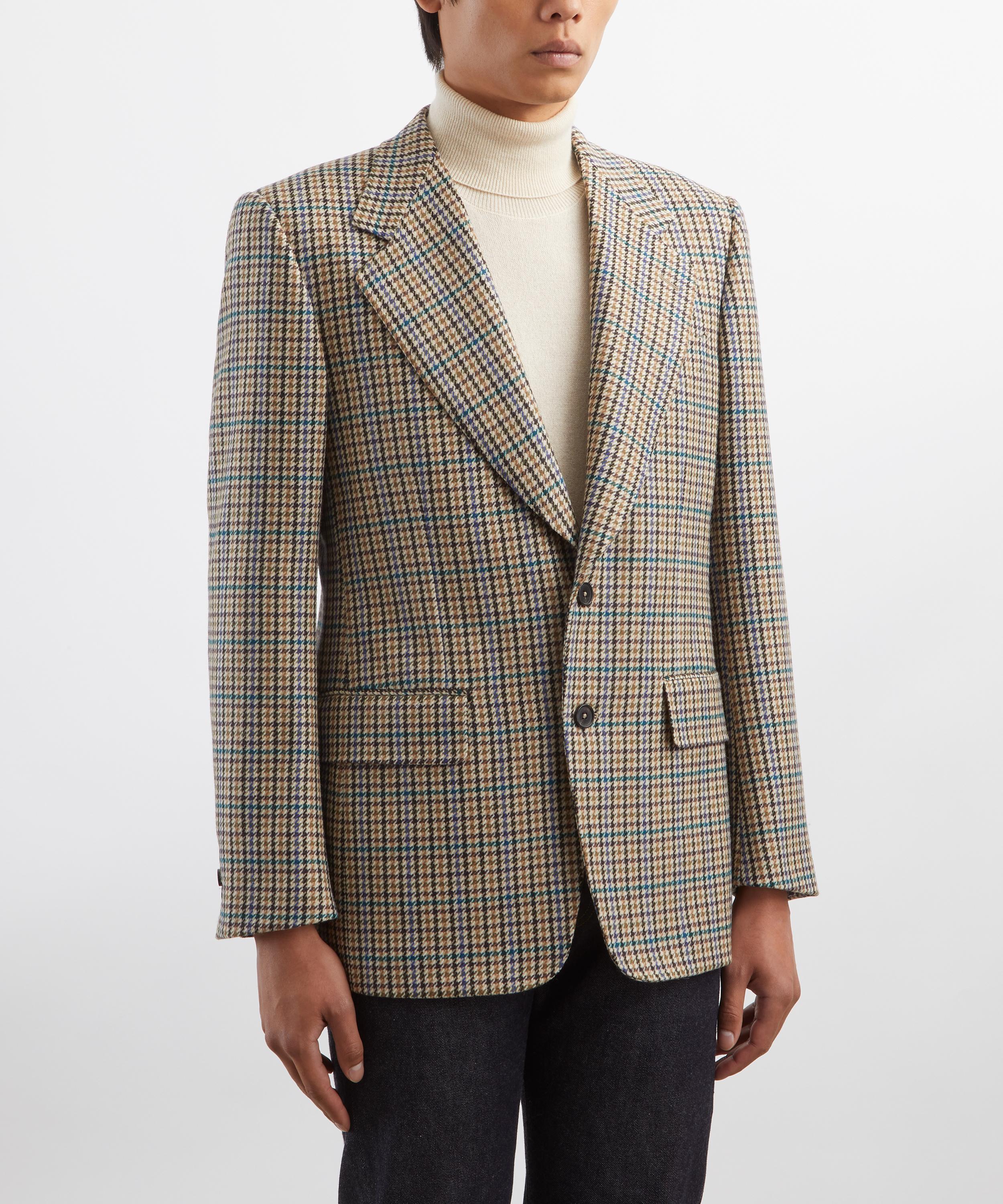 Husbands - Multicolour Houndstooth Single-Breasted Wool Flannel Jacket image number 2