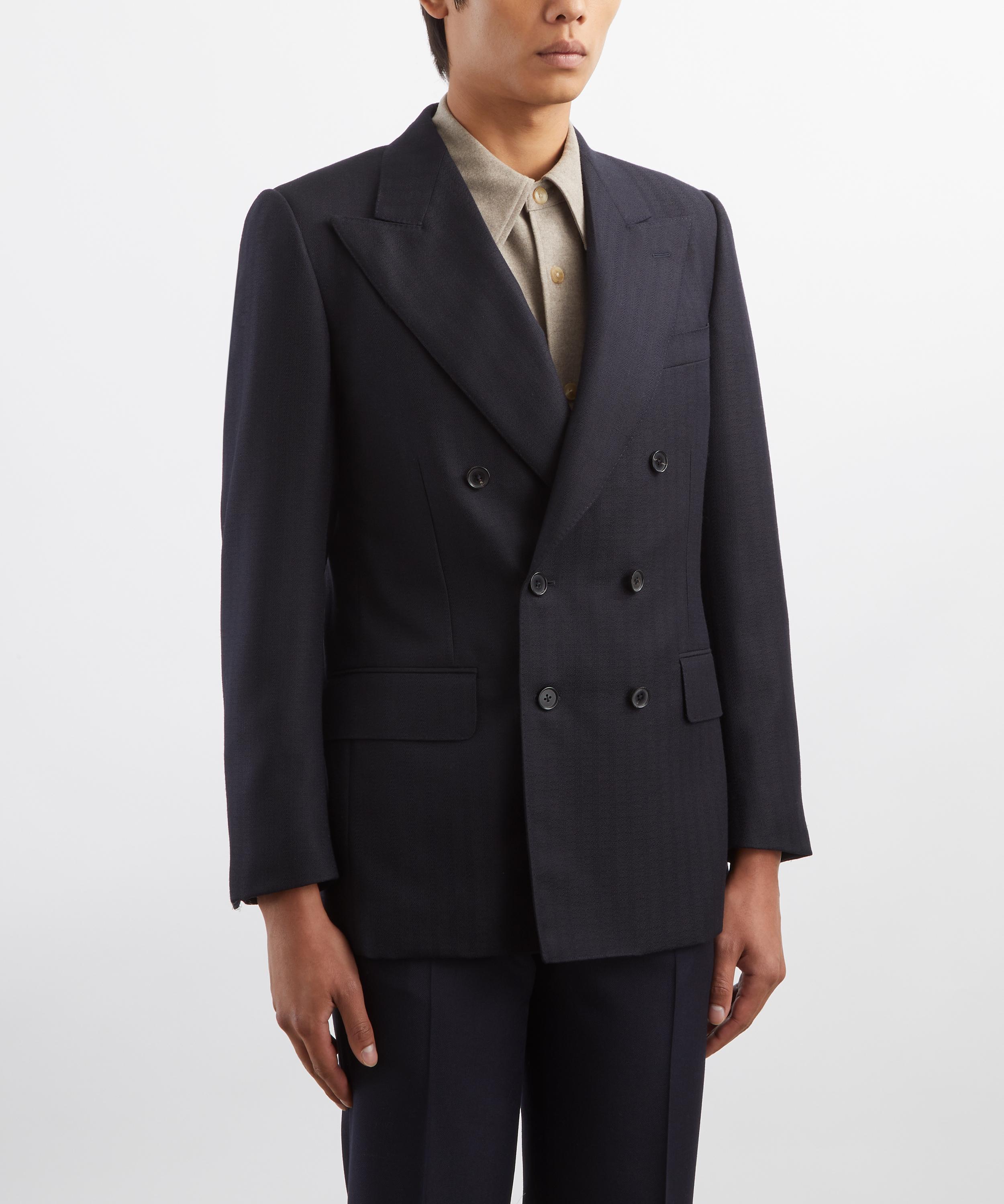 Husbands - Navy Double-Breasted Worsted Wool Jacket image number 2