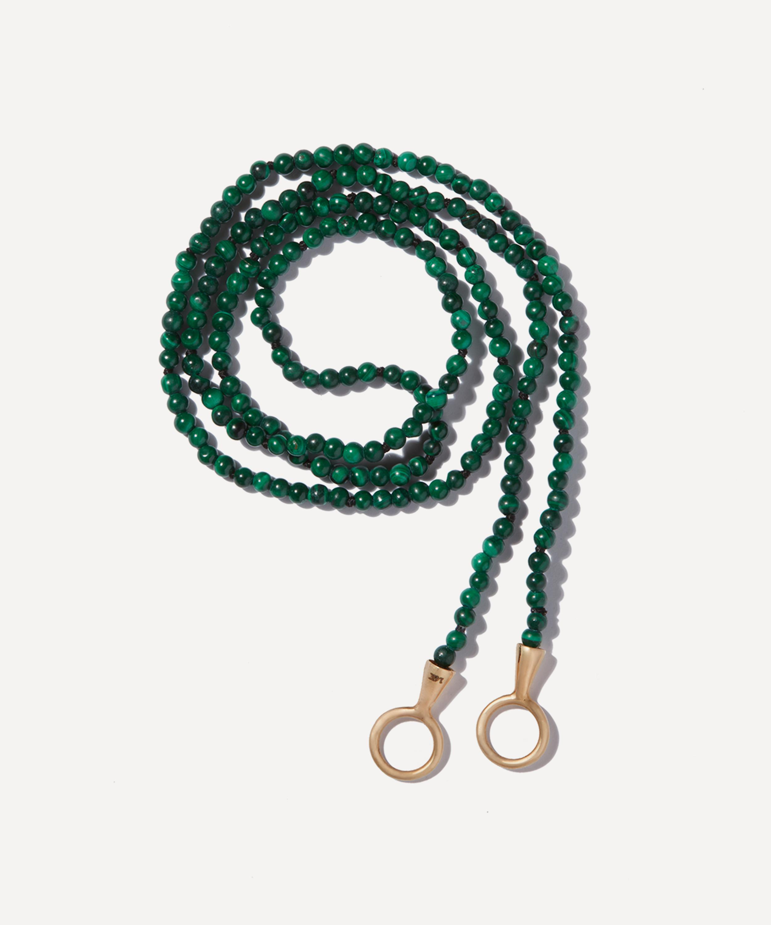 Marla Aaron - 14ct Gold Itty Bitty Malachite Strand Necklace image number 0