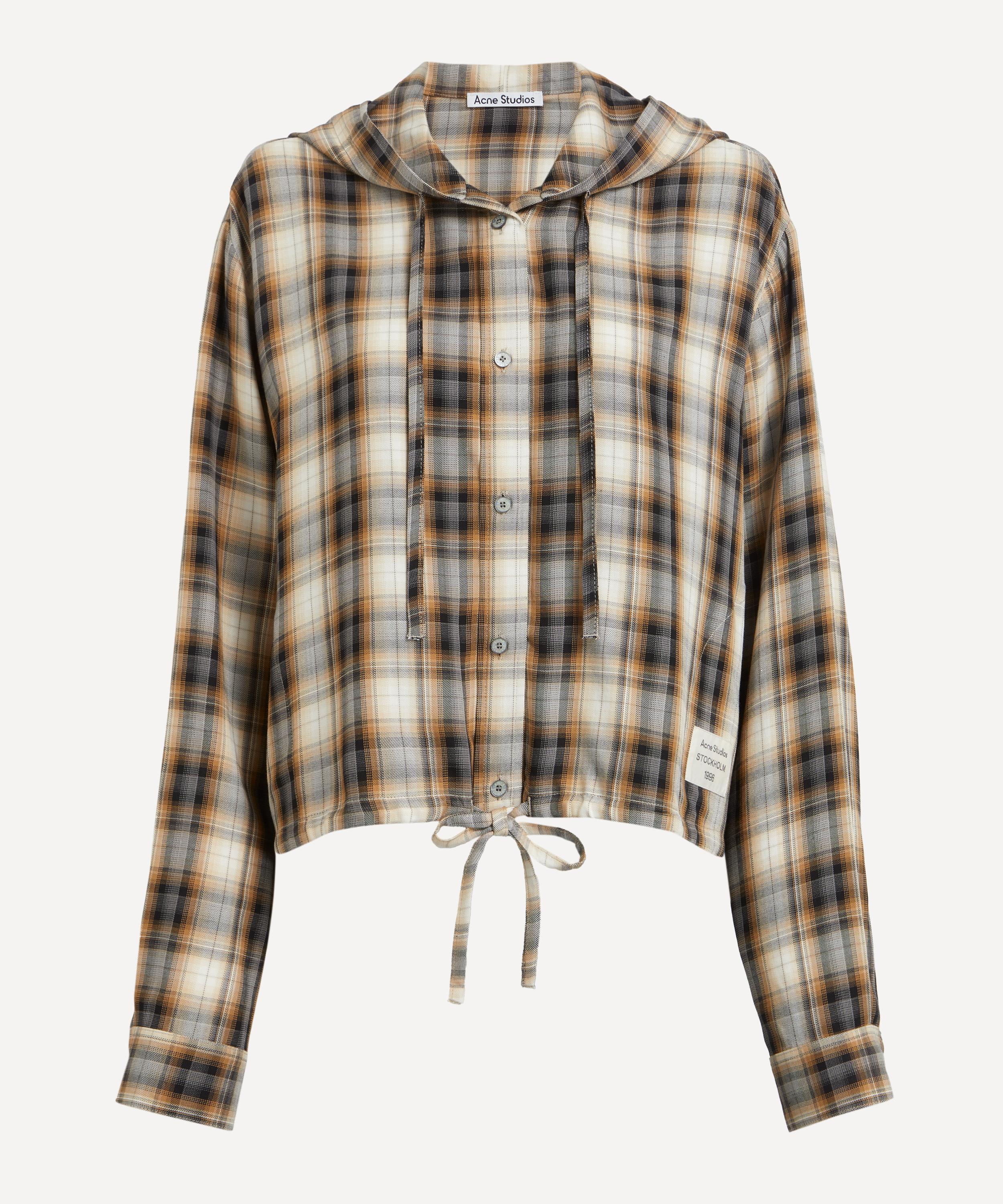 Acne Studios - Hooded Beige-Black Check Overshirt image number 0