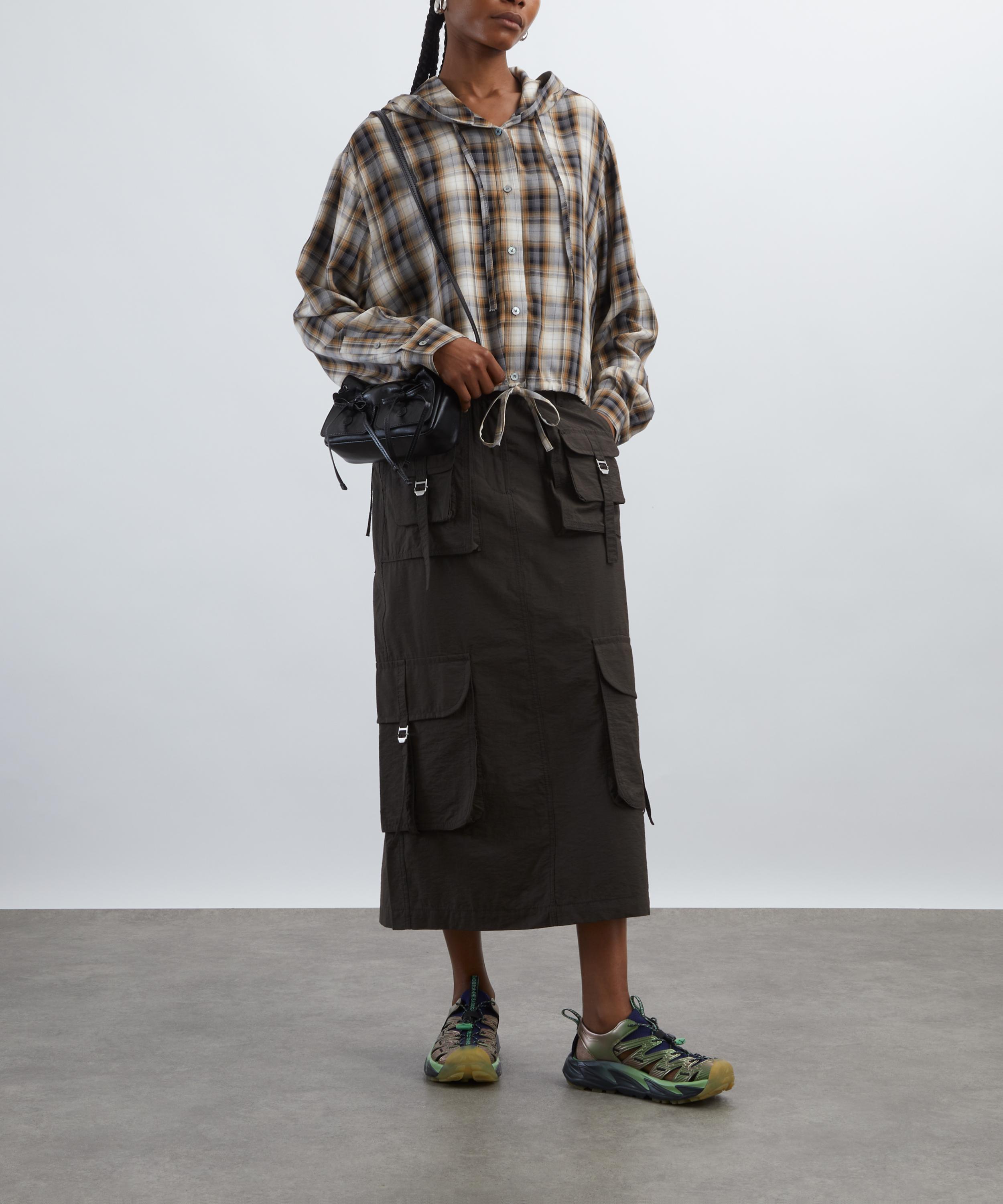 Acne Studios - Hooded Beige-Black Check Overshirt image number 1