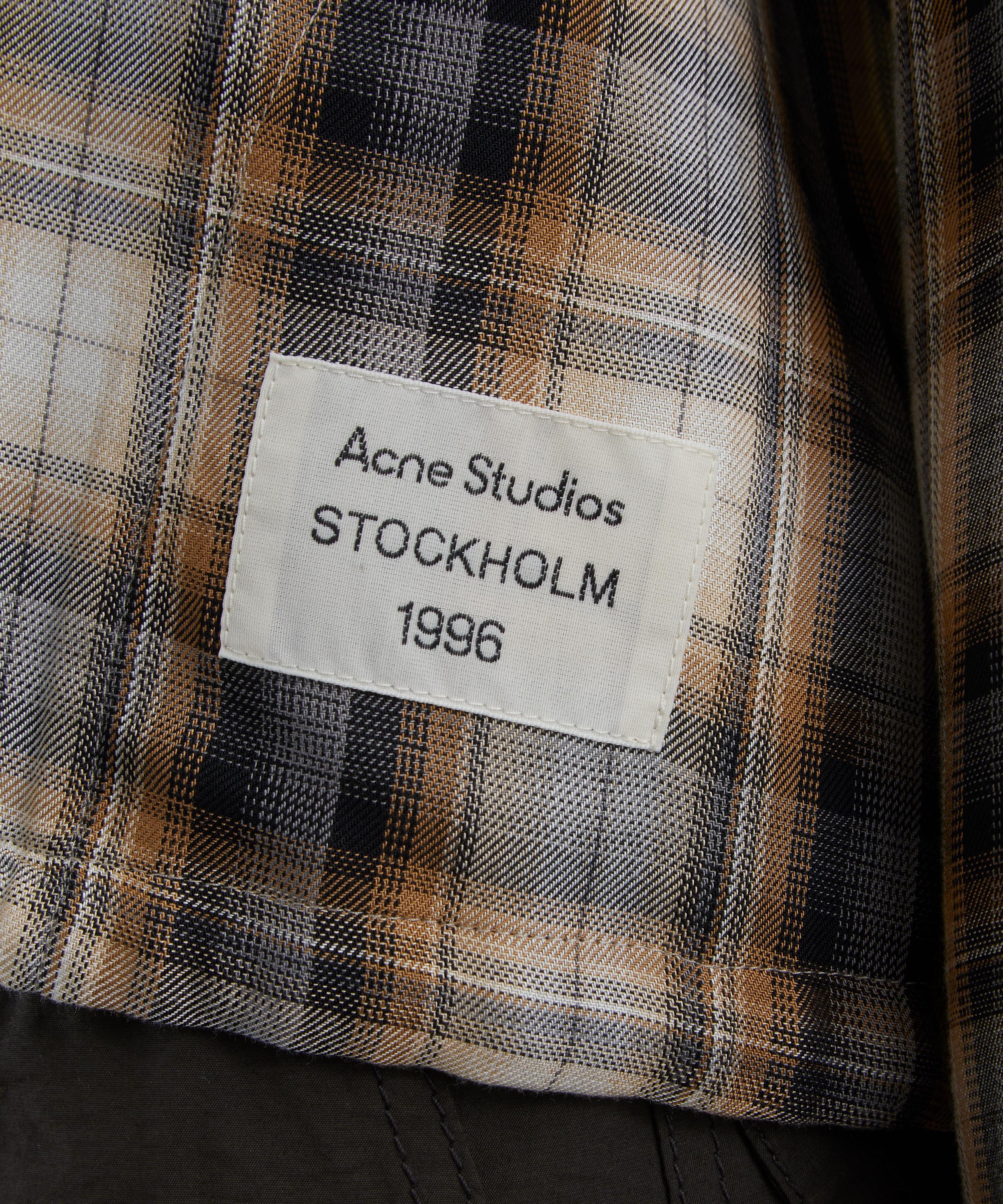 Acne Studios - Hooded Beige-Black Check Overshirt image number 4