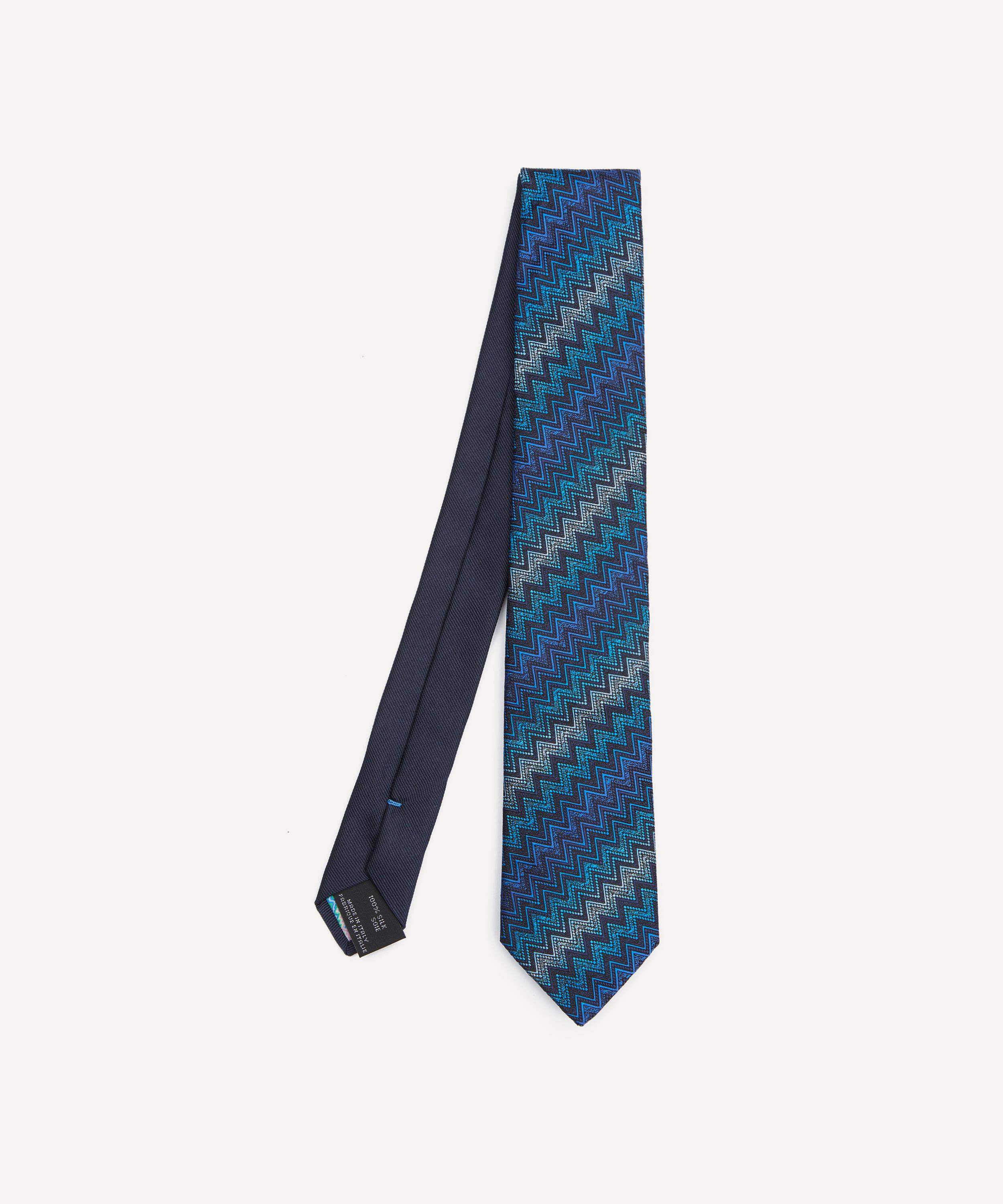 Missoni - Navy Blue Chevron Zig-Zag Silk Tie image number 0