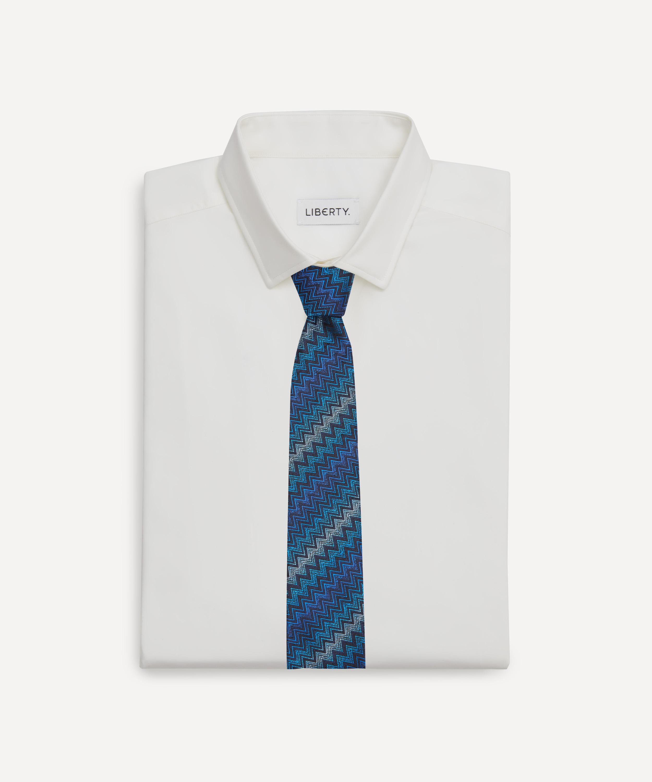 Missoni - Navy Blue Chevron Zig-Zag Silk Tie image number 1