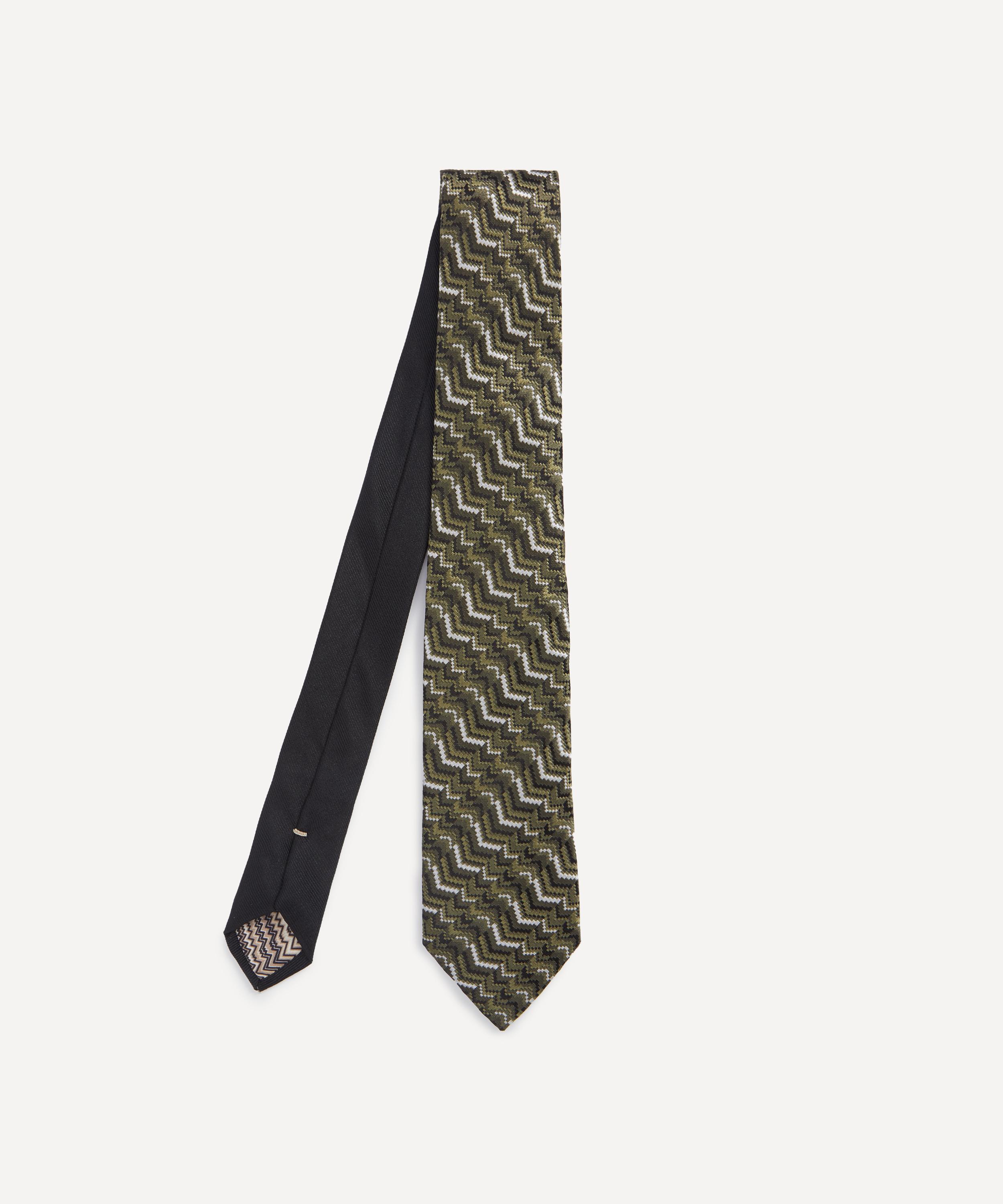 Missoni - Khaki Chevron Zig-Zag Silk Tie image number 0