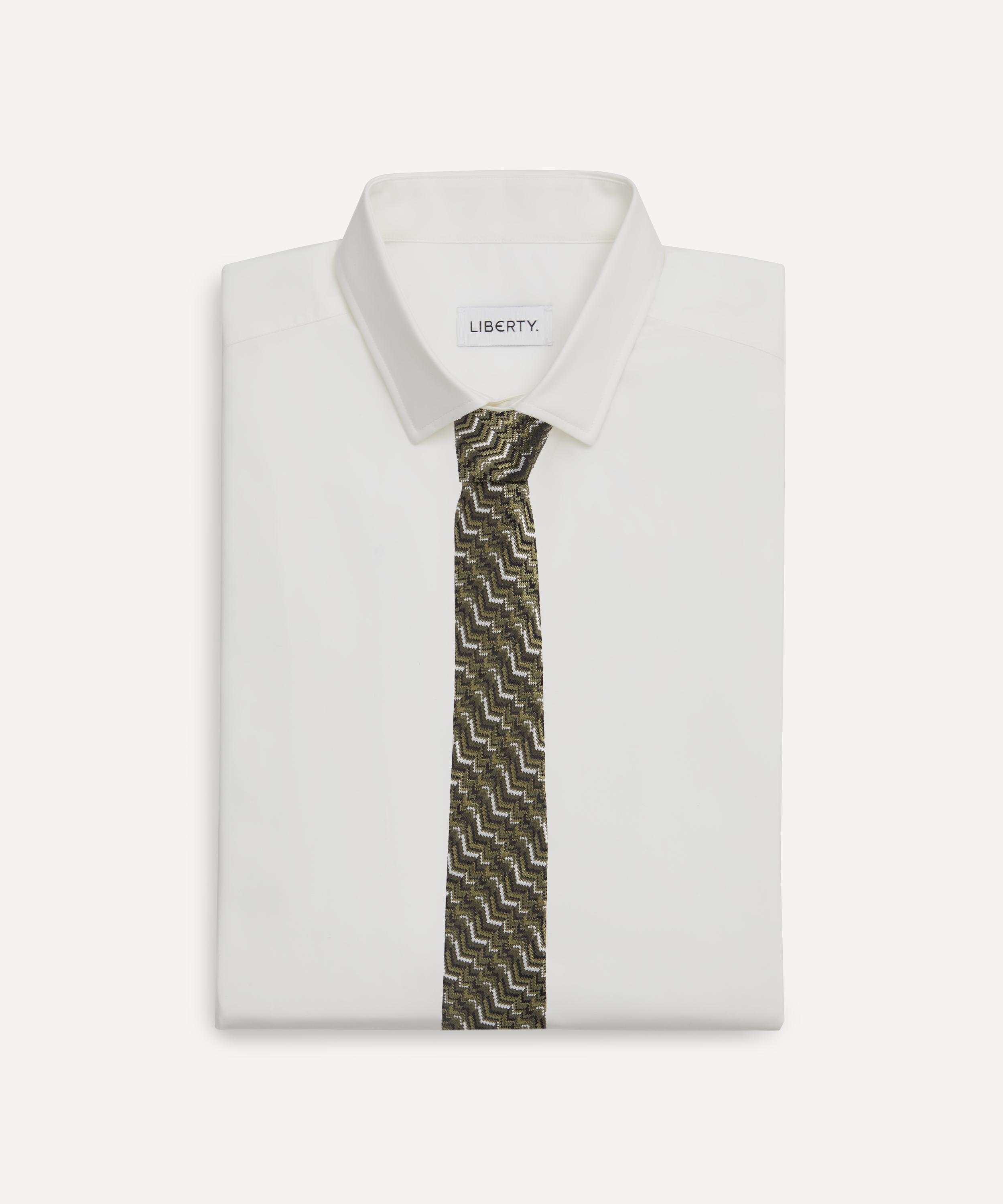 Missoni - Khaki Chevron Zig-Zag Silk Tie image number 1