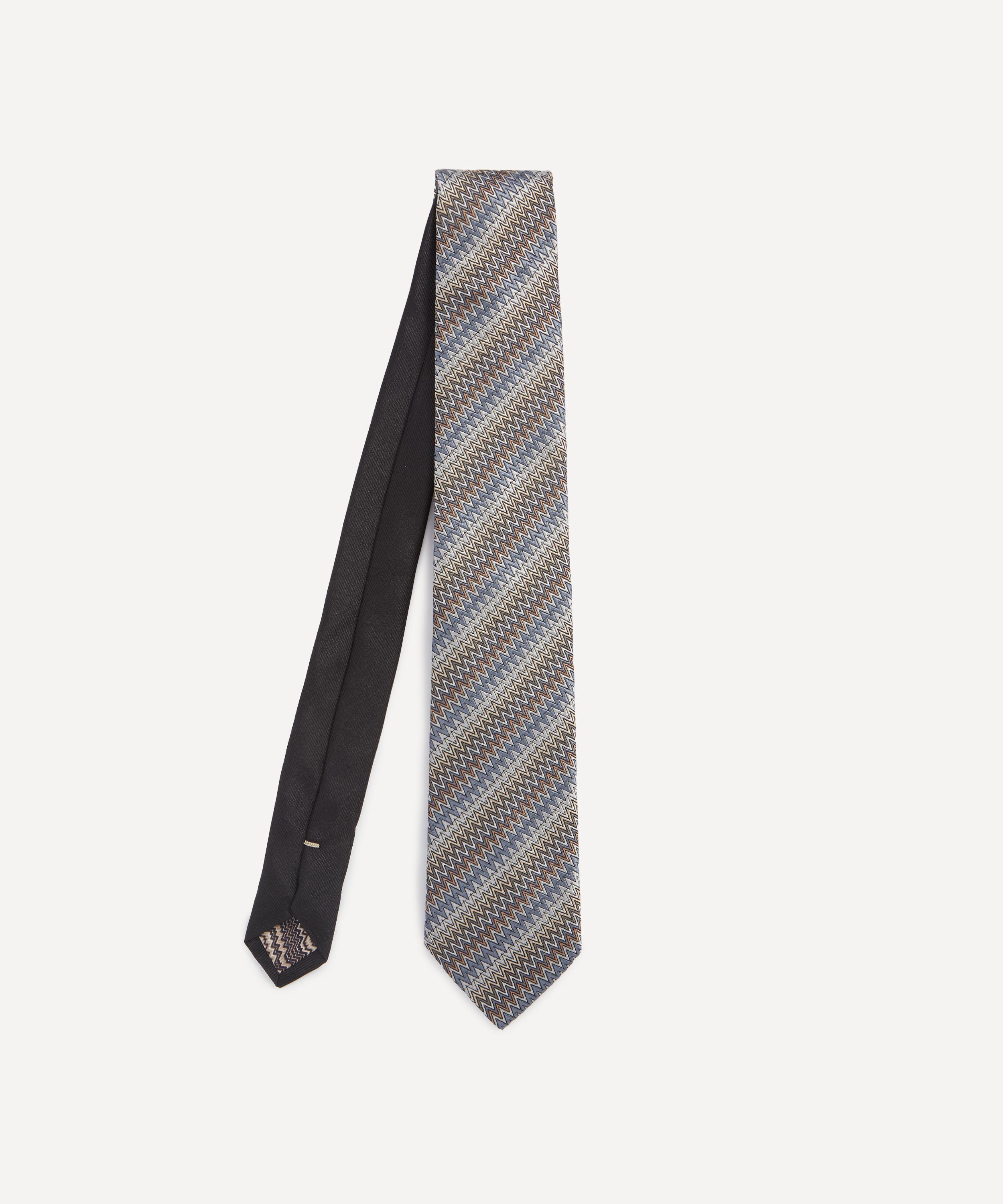 Missoni - Grey Chevron Zig-Zag Silk Tie image number 0