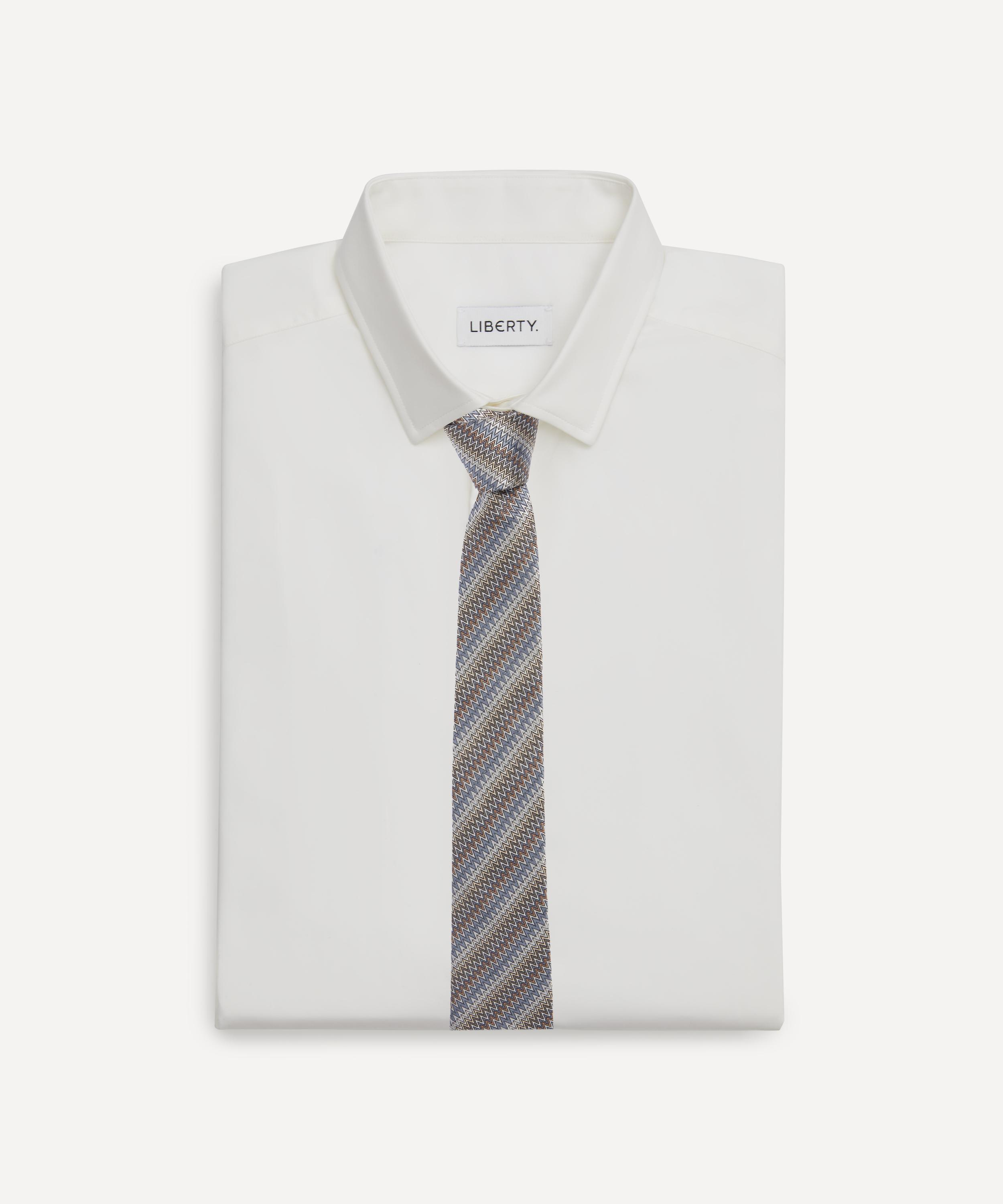 Missoni - Grey Chevron Zig-Zag Silk Tie image number 1