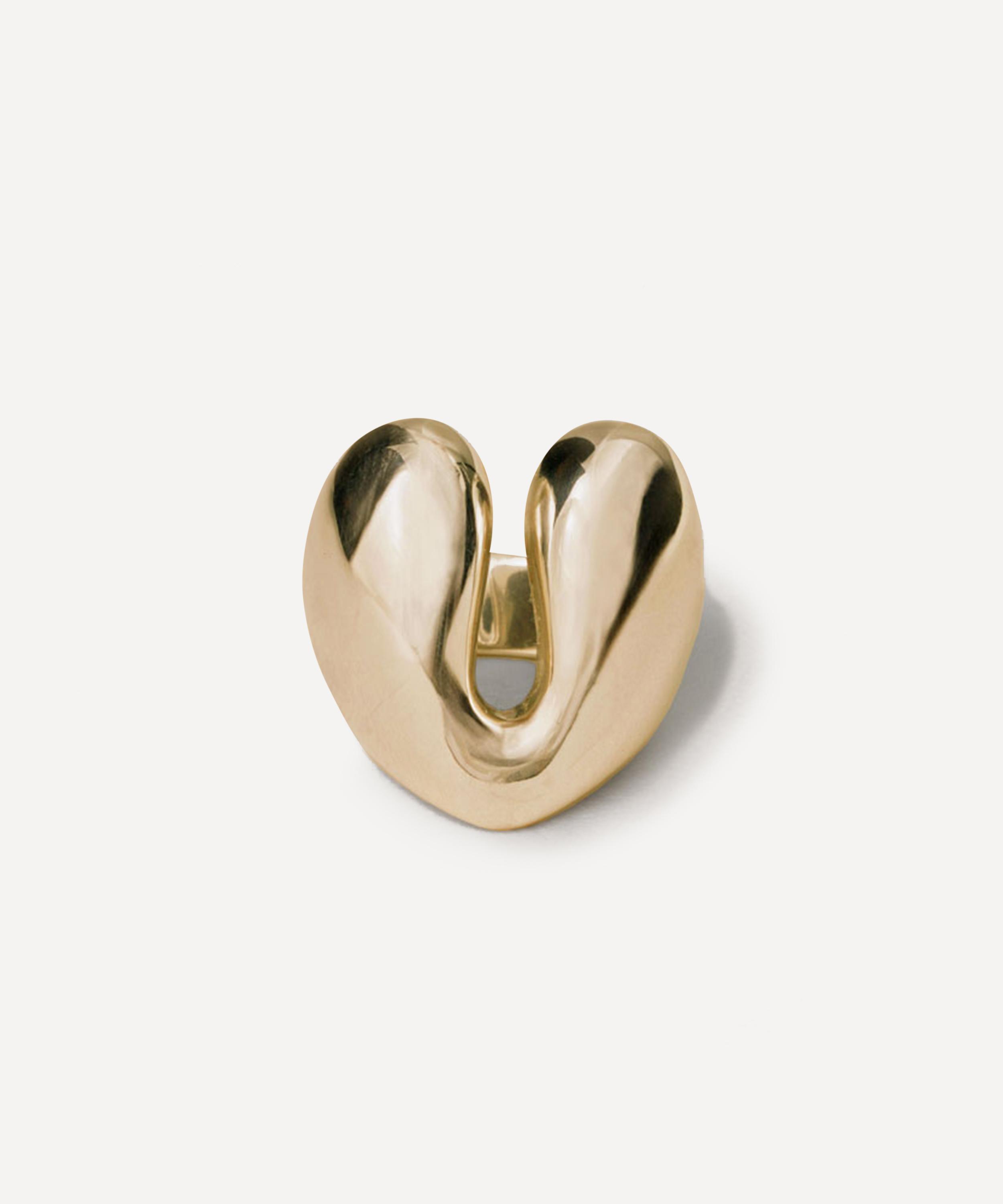 Annika Inez - 14ct Gold-Plated Sterling Silver Open Heart Ring image number 0