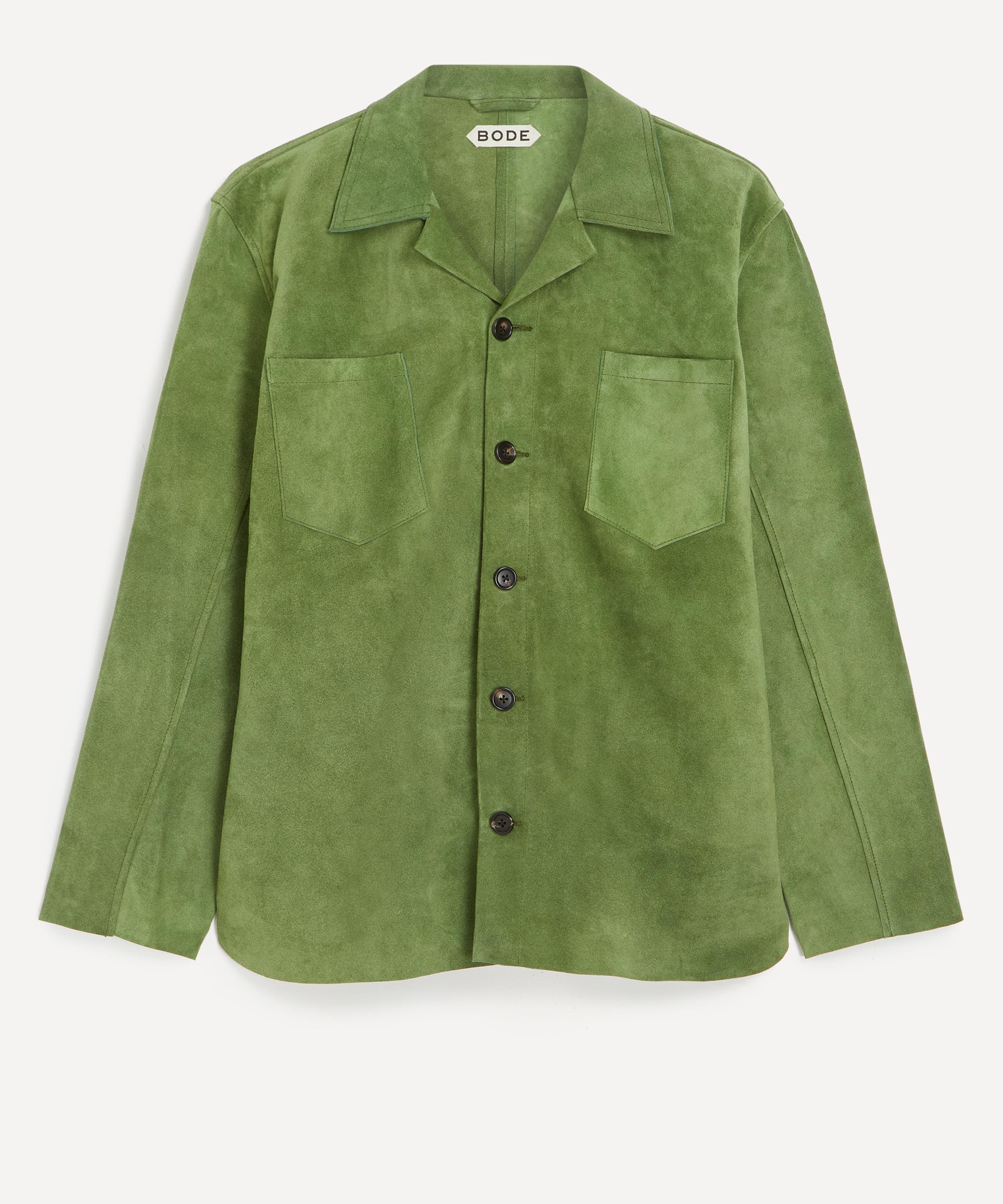 Bode - Green Suede Overshirt image number 0