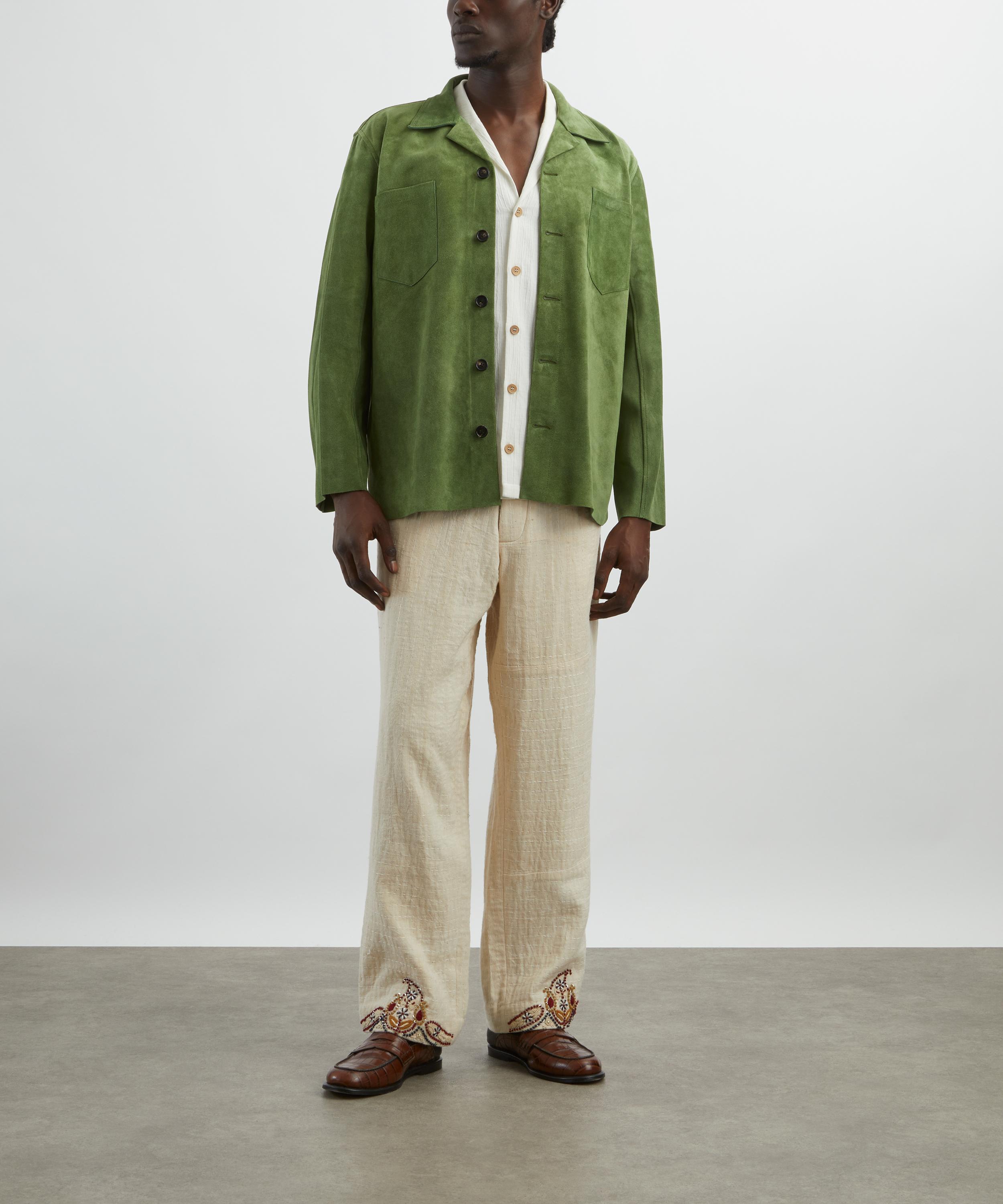 Bode - Green Suede Overshirt image number 1