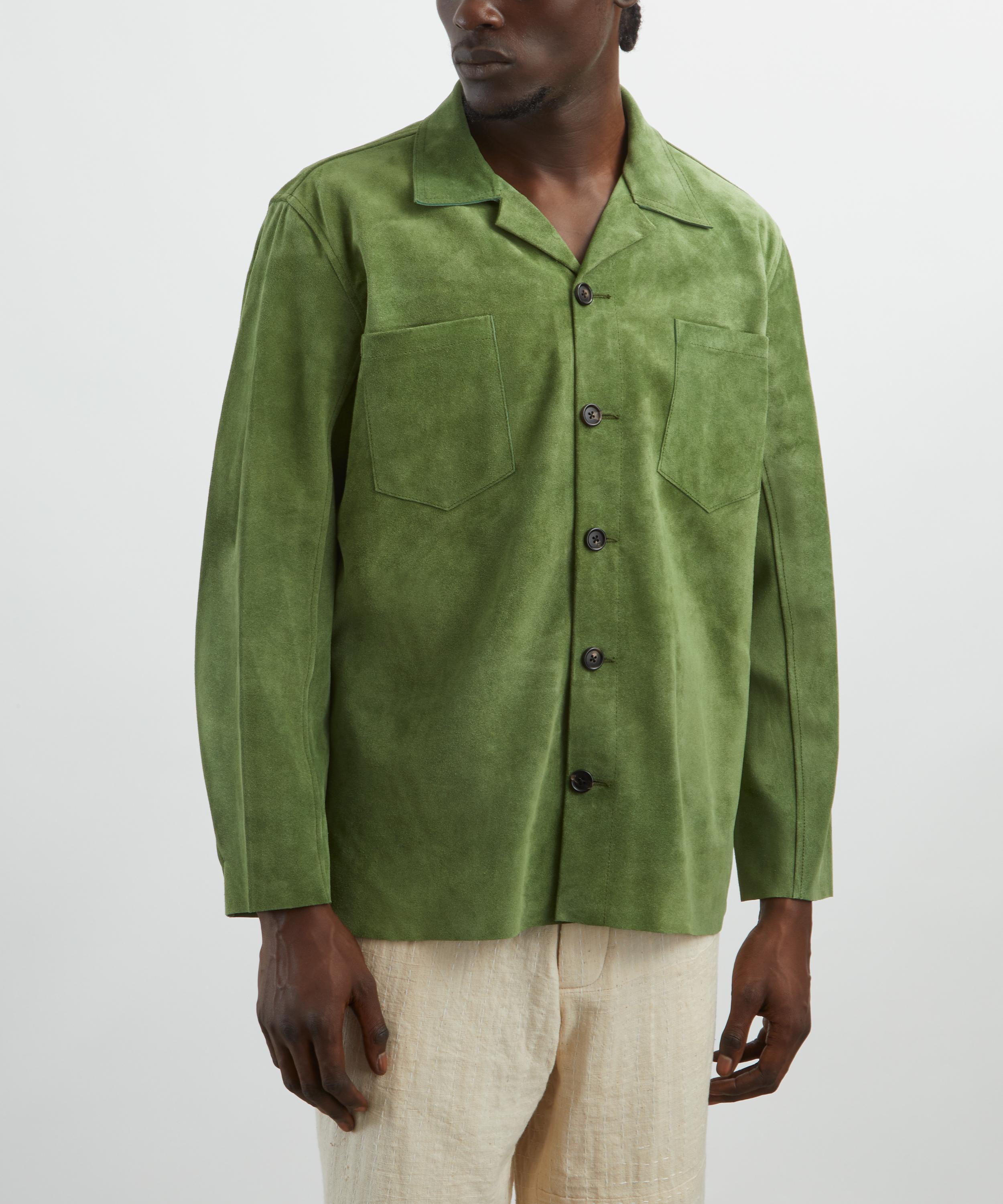 Bode - Green Suede Overshirt image number 2