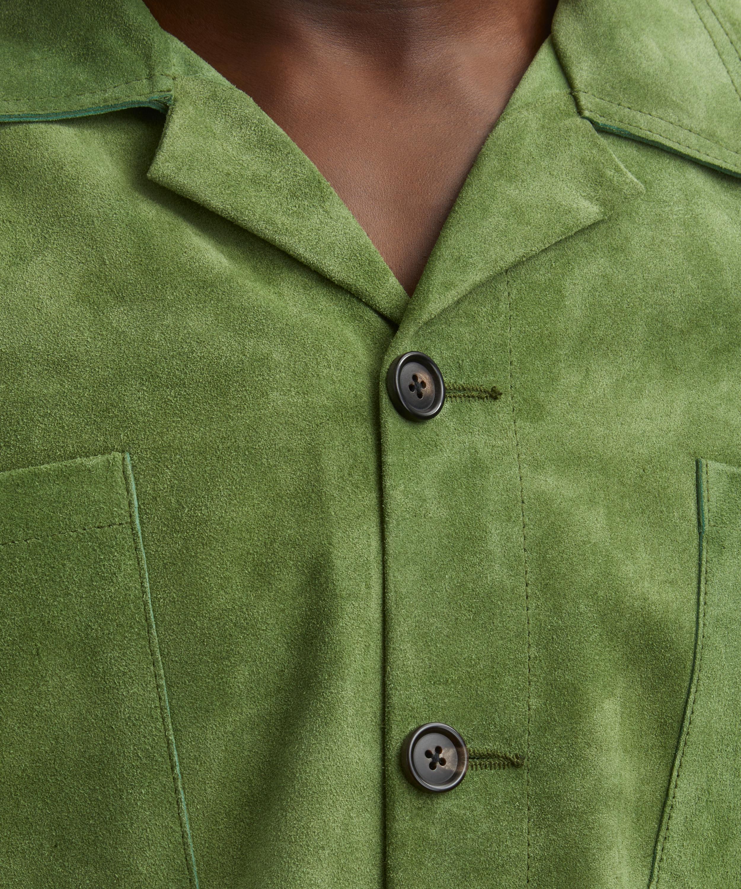 Bode - Green Suede Overshirt image number 4