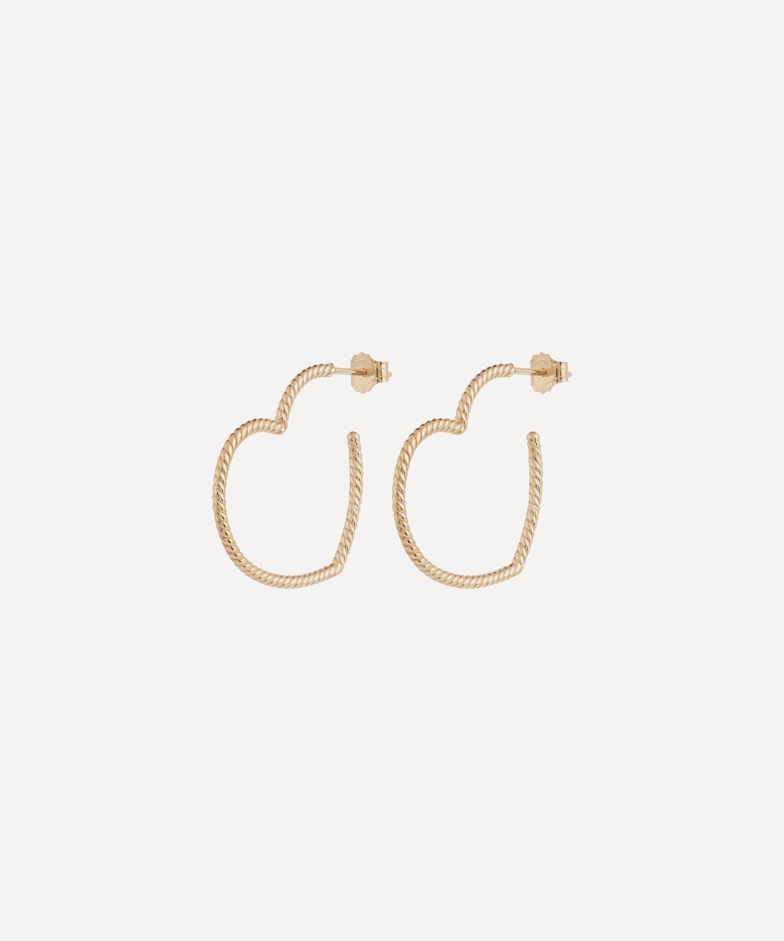 Anna + Nina - 9ct Gold Lace and Love Hoop Earrings image number 0