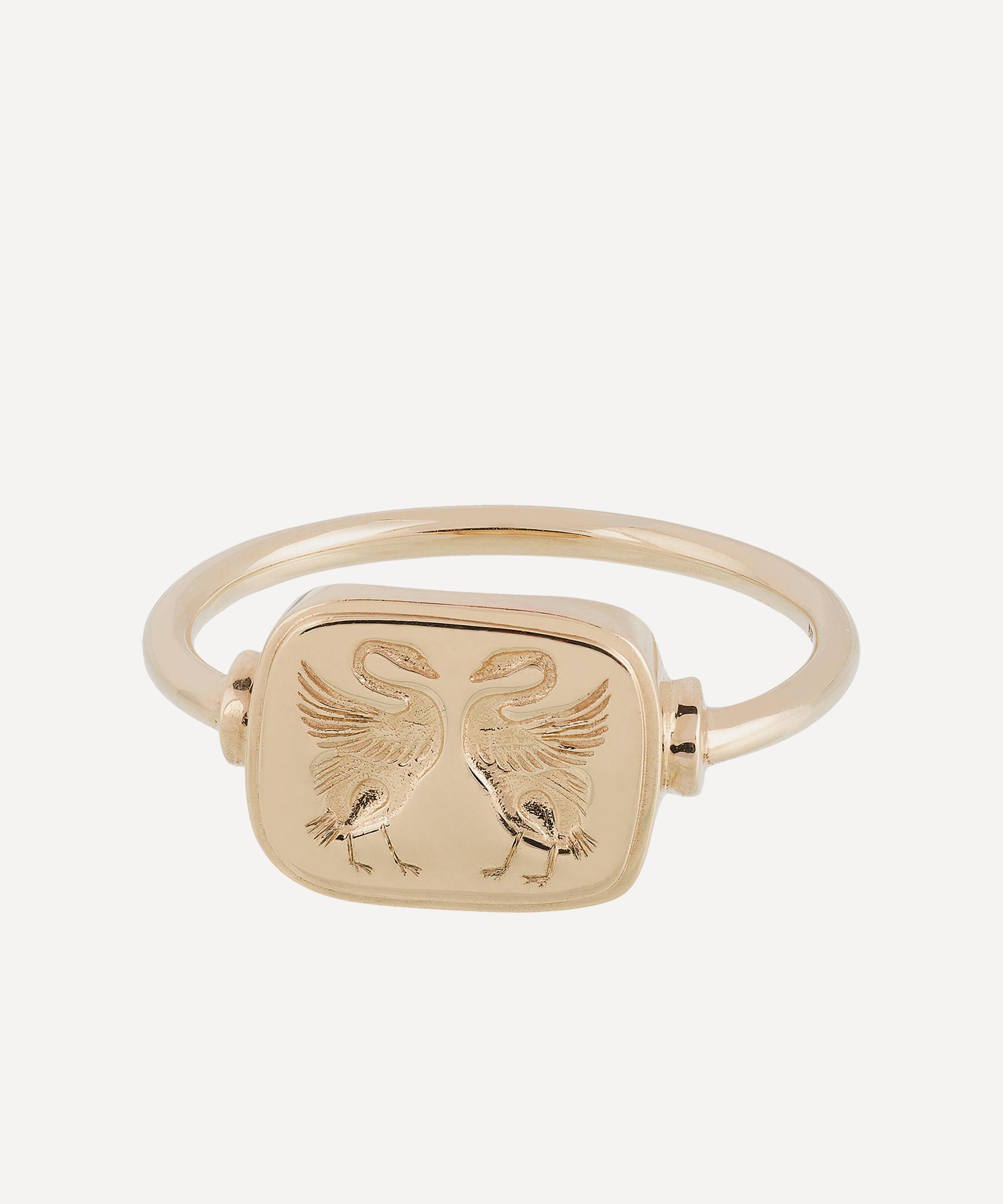 Anna + Nina - 14ct Gold Lovebirds Ring image number 0