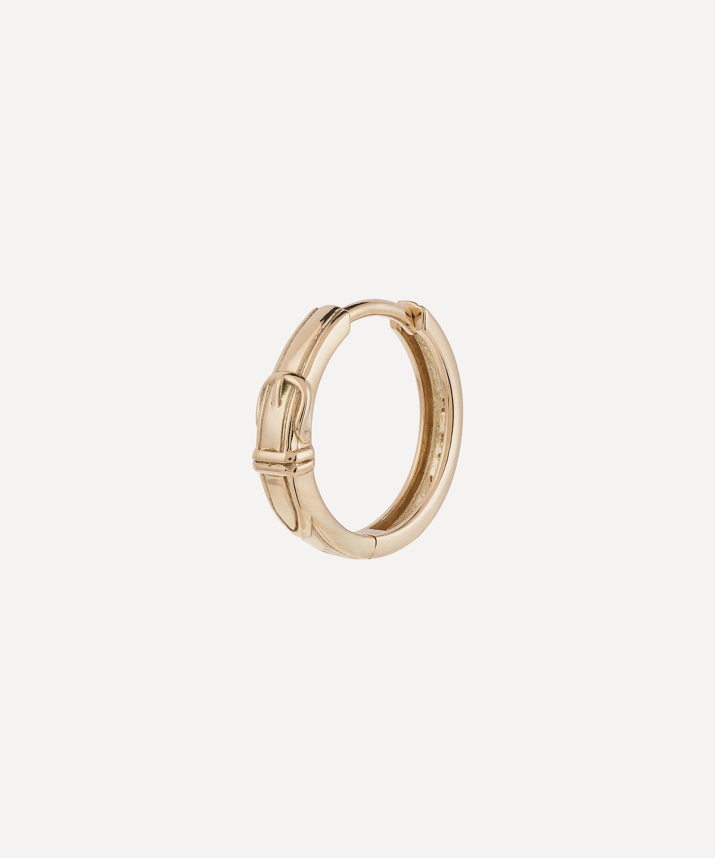 Anna + Nina - 14ct Gold Single Buckle Up Hoop Earring image number 0