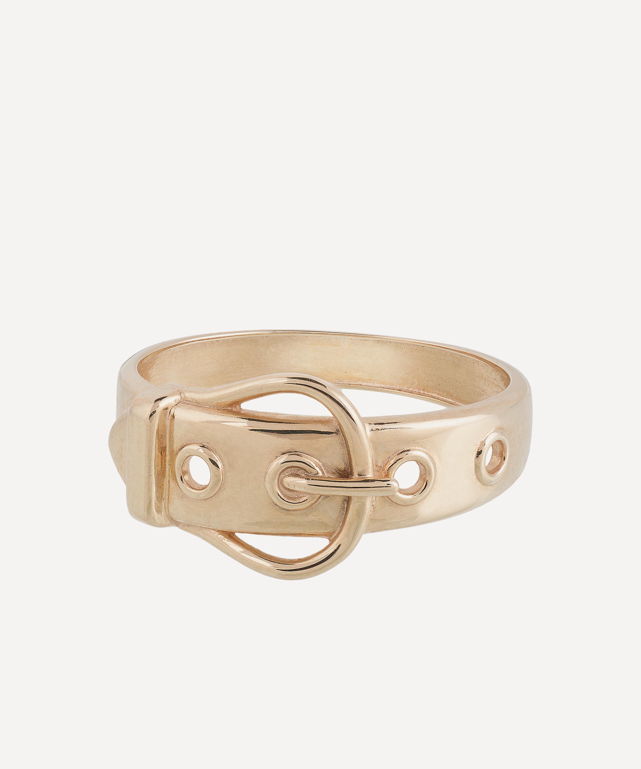 Anna + Nina - 14ct Gold Single Buckle Up Ring image number 0