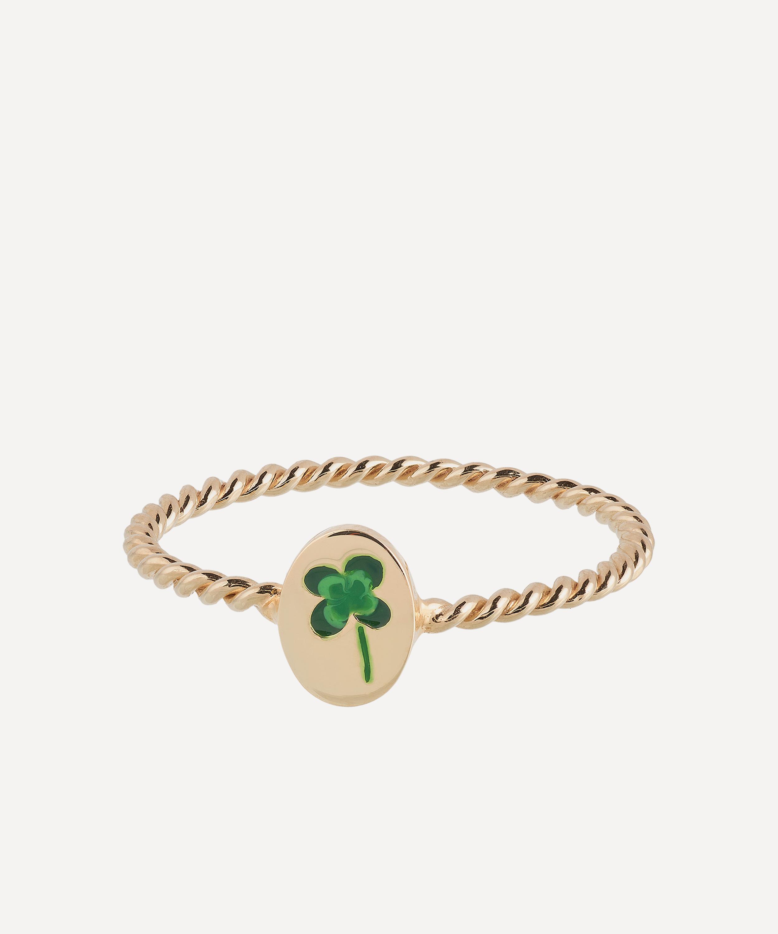 Anna + Nina - 14ct Gold Lucky Clover Ring image number 0
