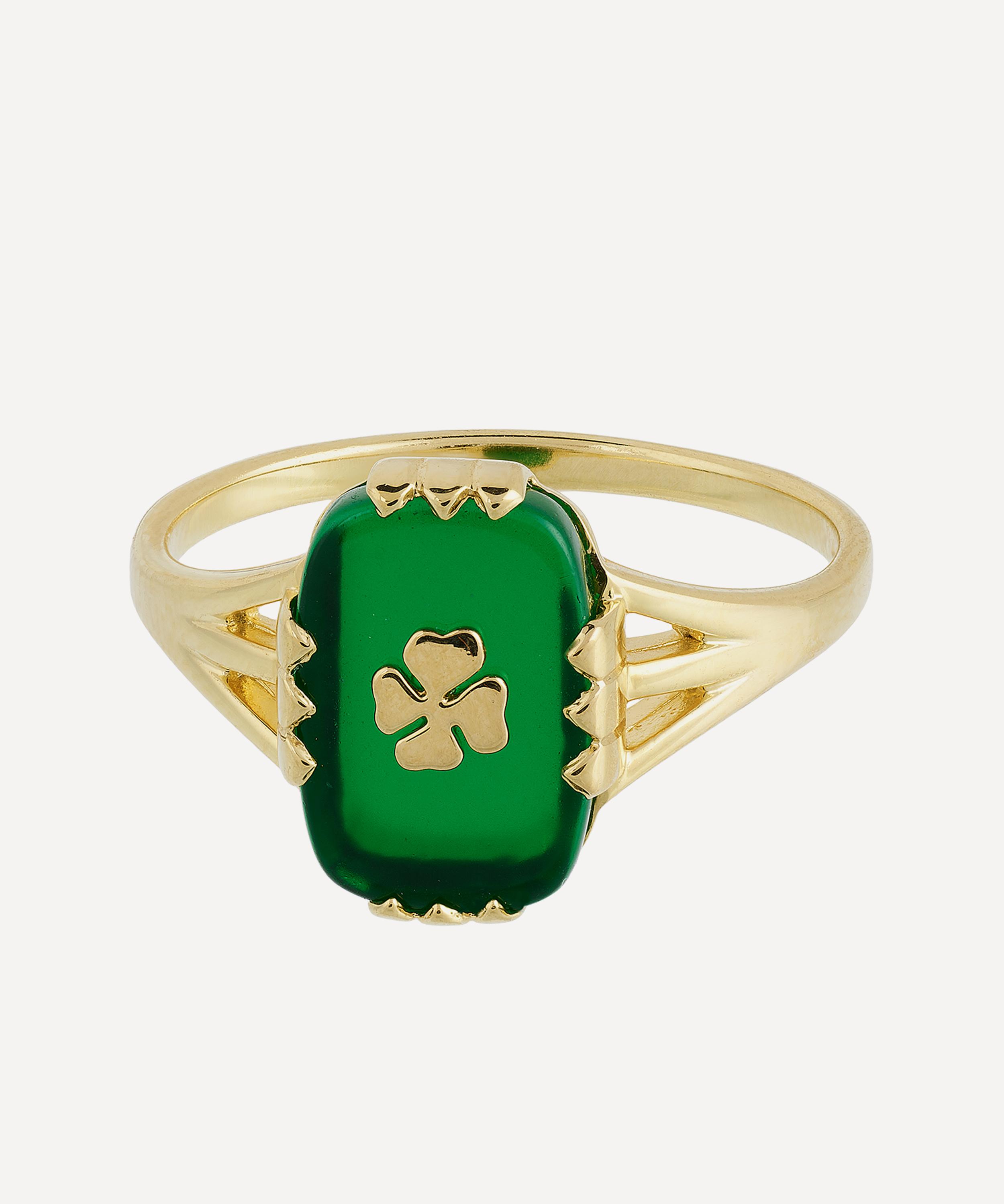 Anna + Nina - Gold-Plated Lucky Shamrock Cocktail Ring