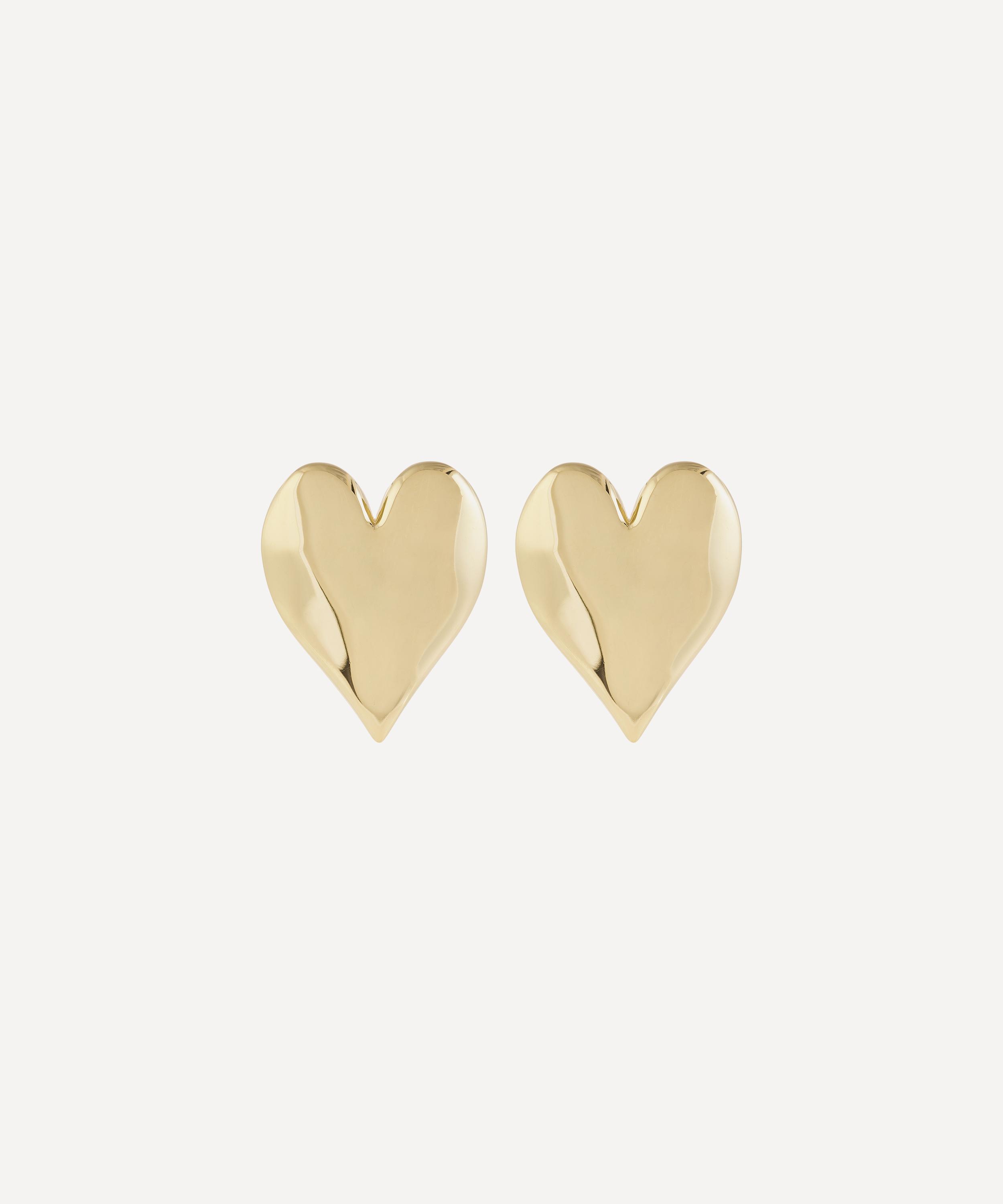 Anna + Nina - Gold-Plated Forbidden Love Heart Stud Earrings