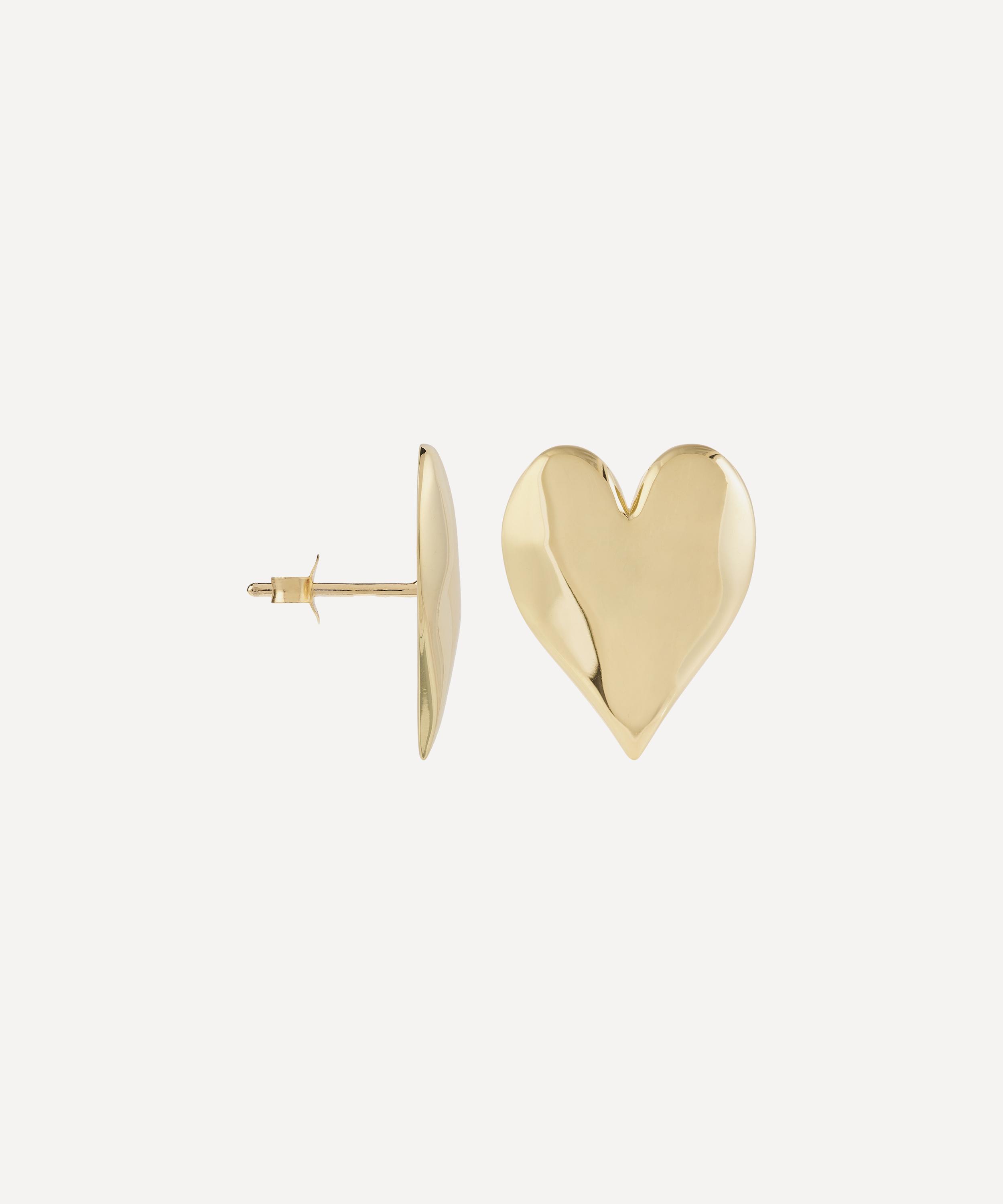 Anna + Nina - Gold-Plated Forbidden Love Heart Stud Earrings image number 1