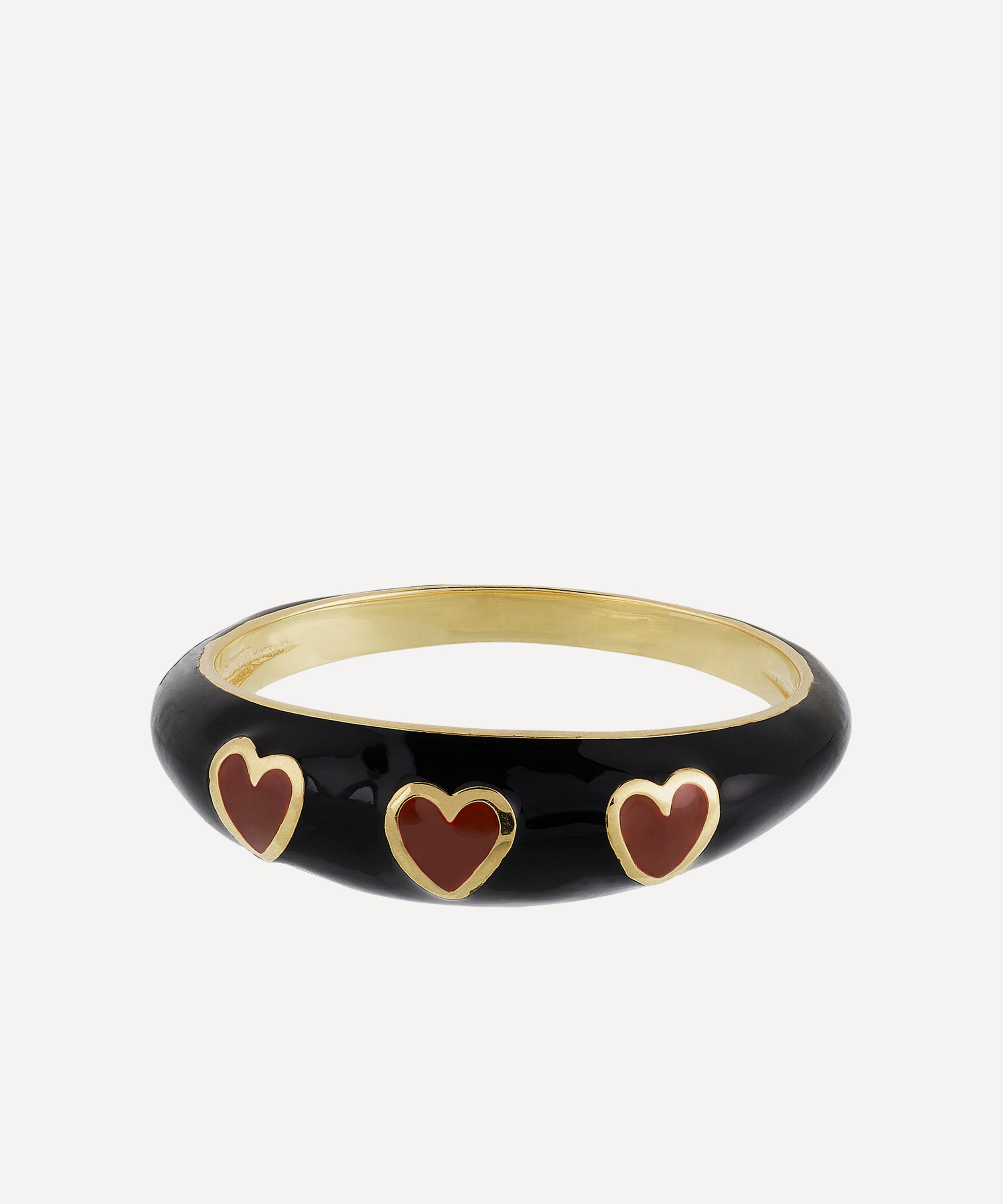 Anna + Nina - Gold-Plated Queen of Hearts Ring image number 0