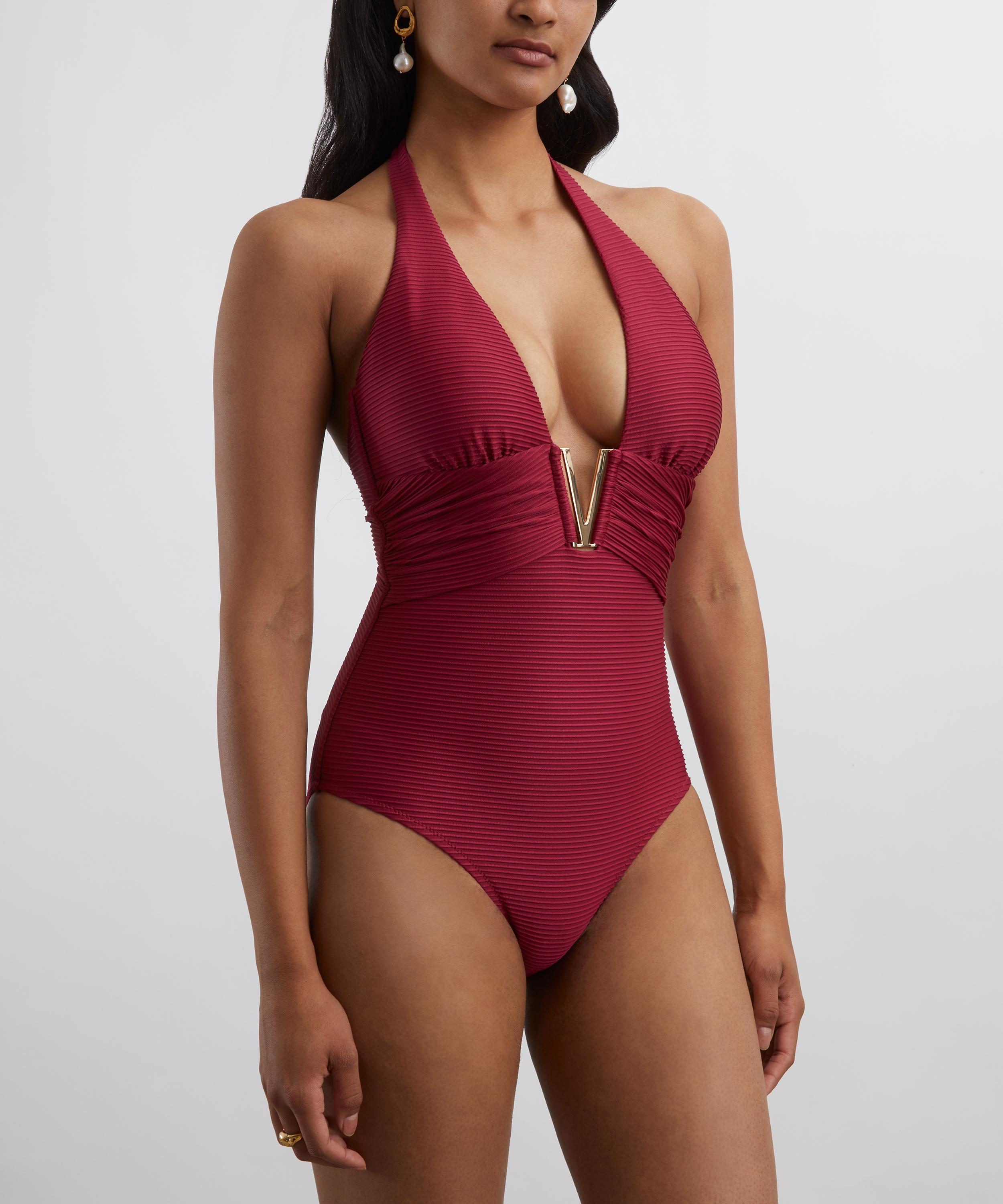 Heidi Klein - Cassis V-Bar Halterneck Swimsuit image number 2