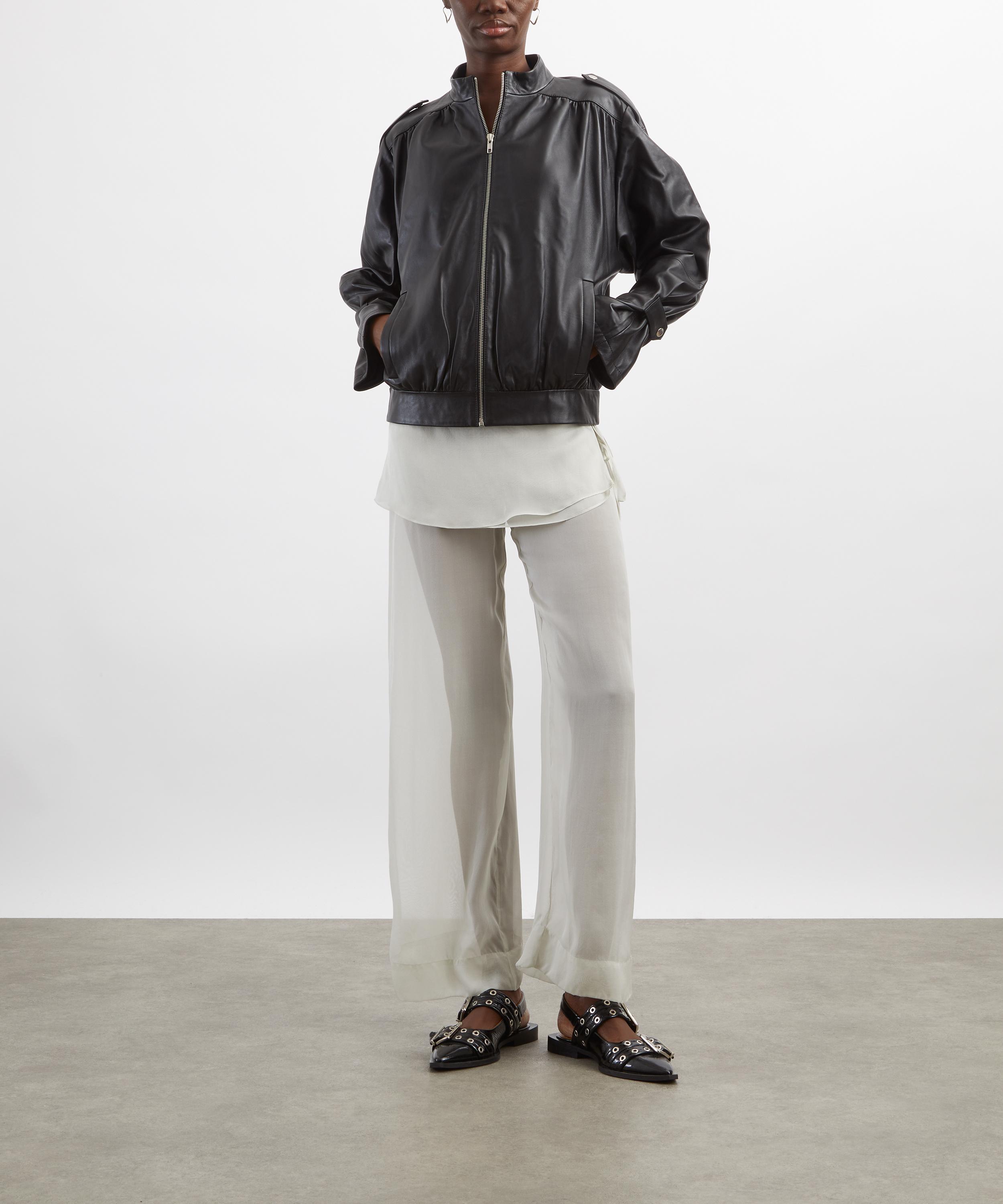 Gimaguas - Black Leather Bomber Jacket image number 1