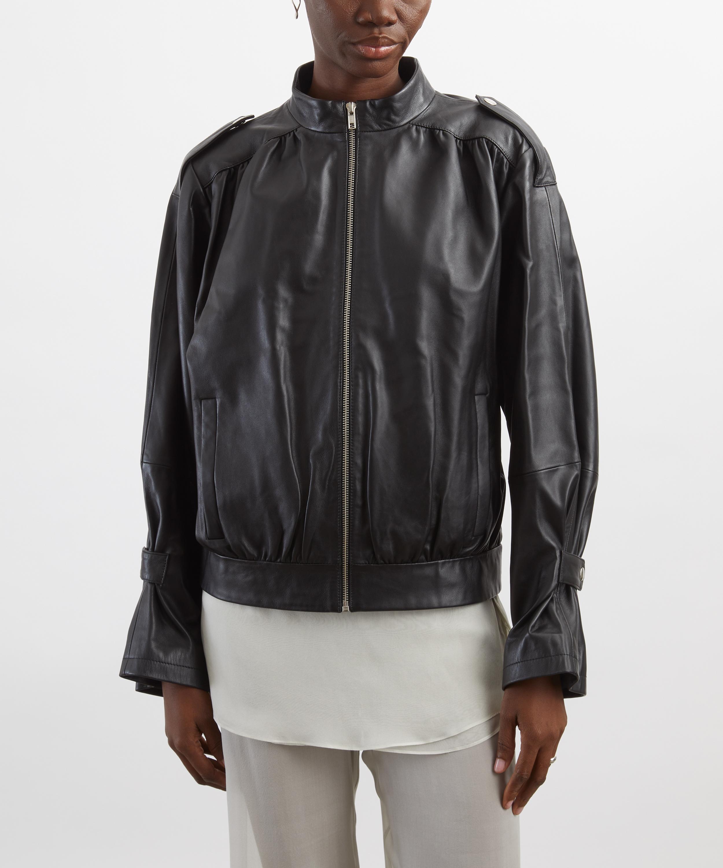 Gimaguas - Black Leather Bomber Jacket image number 2