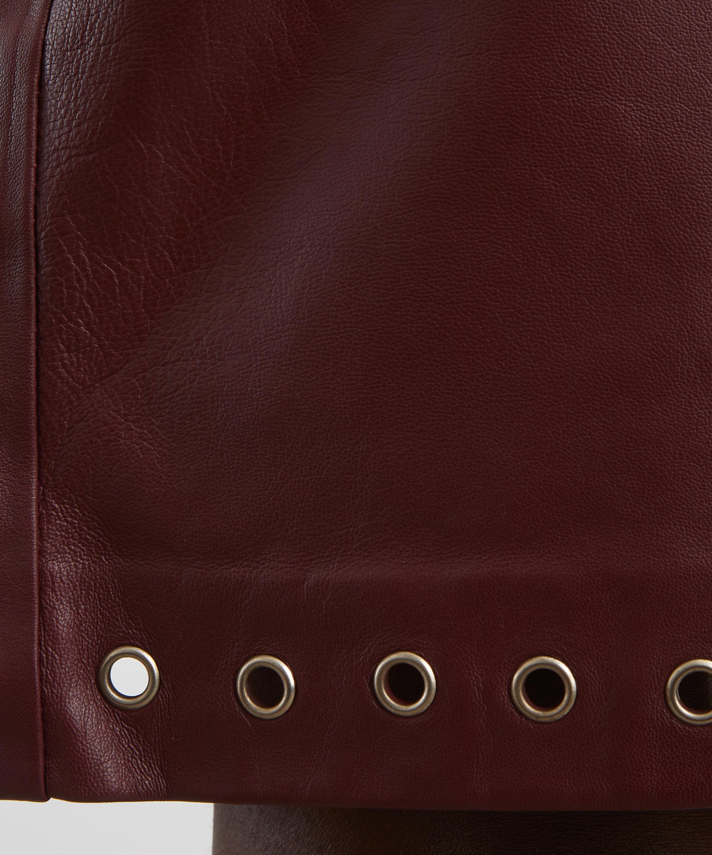 Gimaguas - Eyelets Burgundy Leather Midi Skirt image number 4
