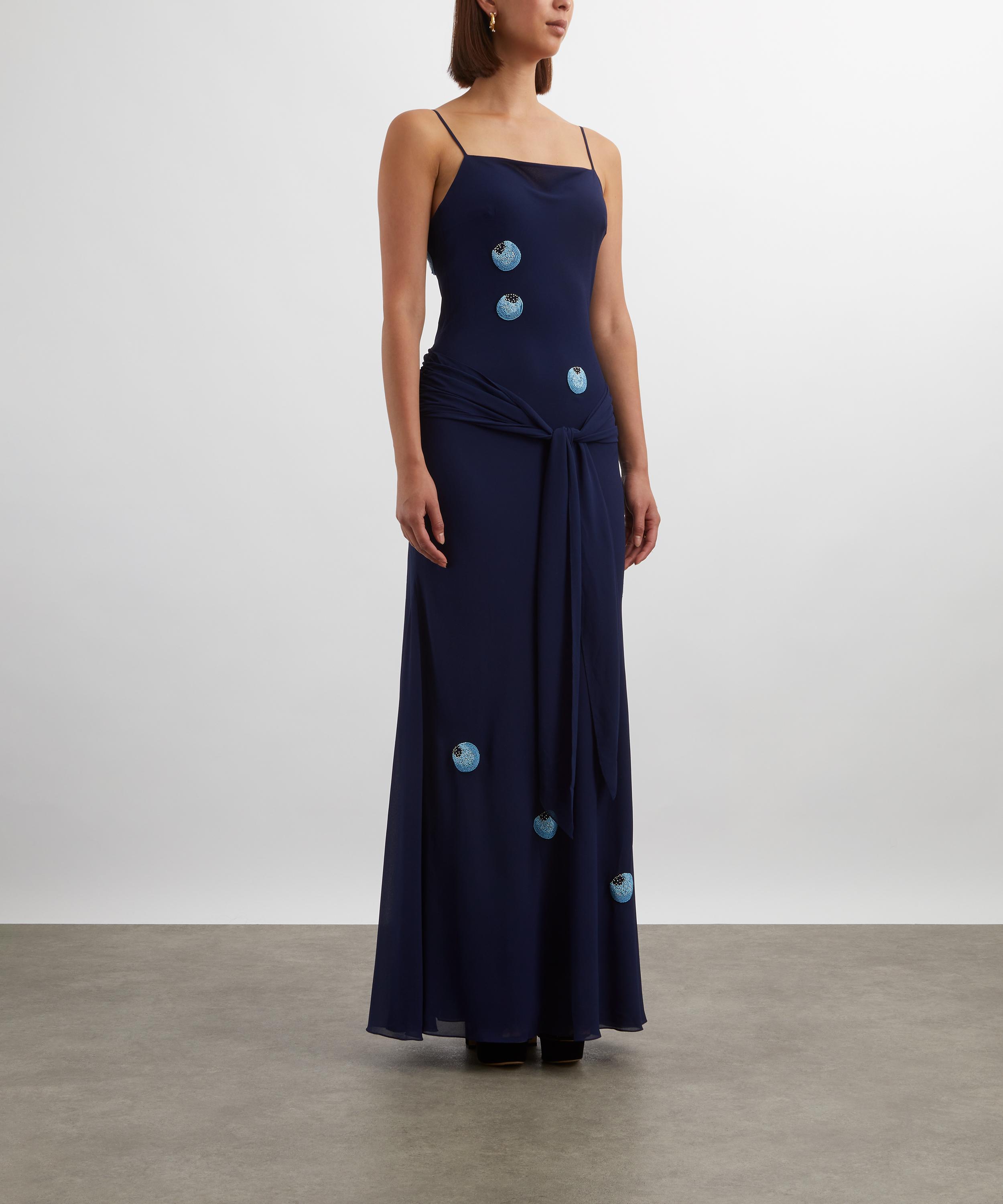 Anna October - Zoe Dark Navy Silk Maxi Dress image number 2