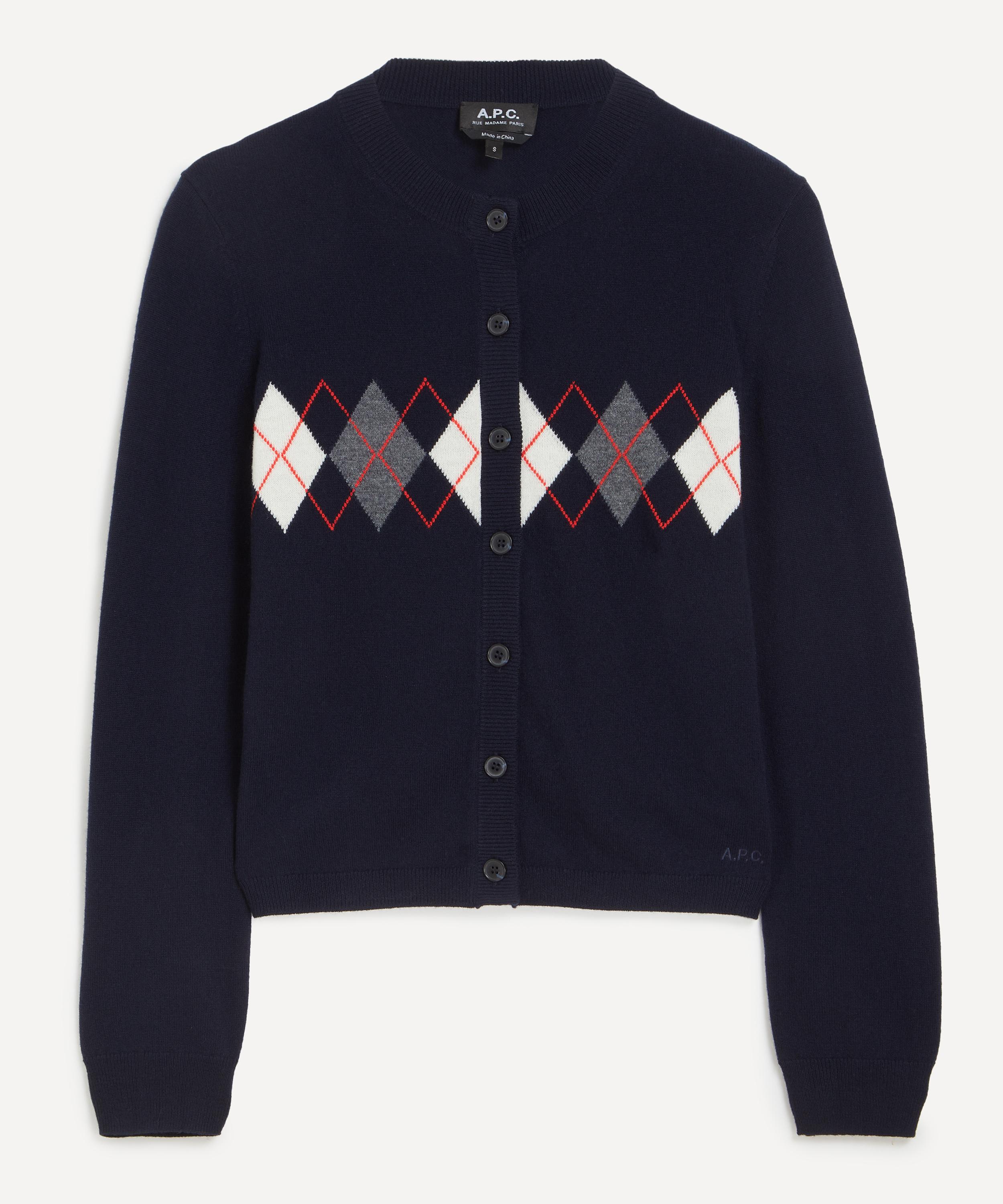 A.P.C. - Aria Dark Navy Argyle Cardigan image number 0