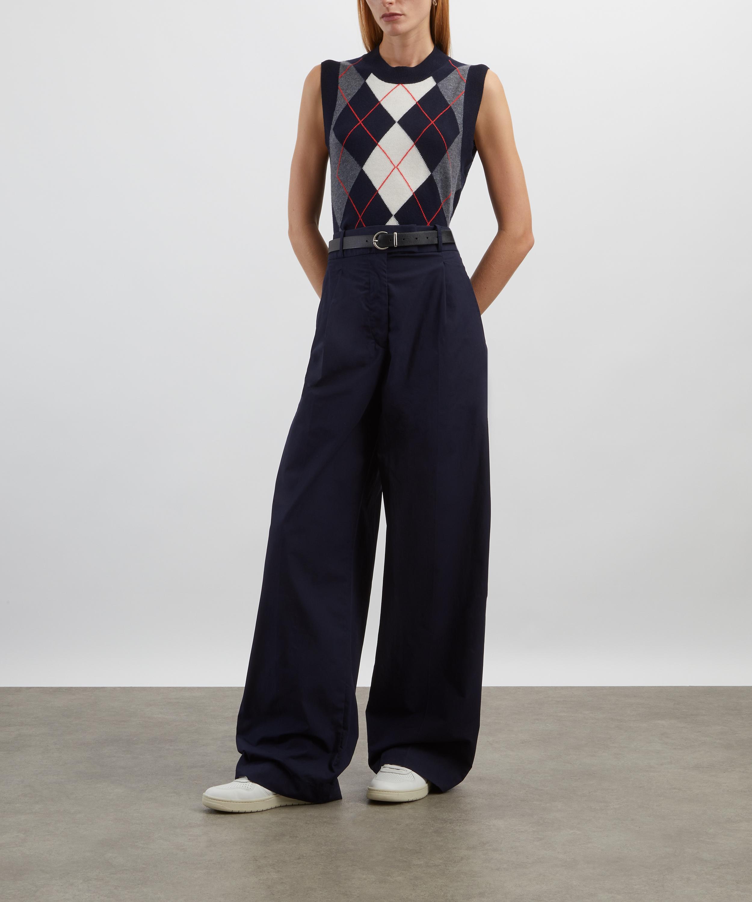 A.P.C. - Pia Dark Navy Argyle Sleeveless Cardigan image number 1