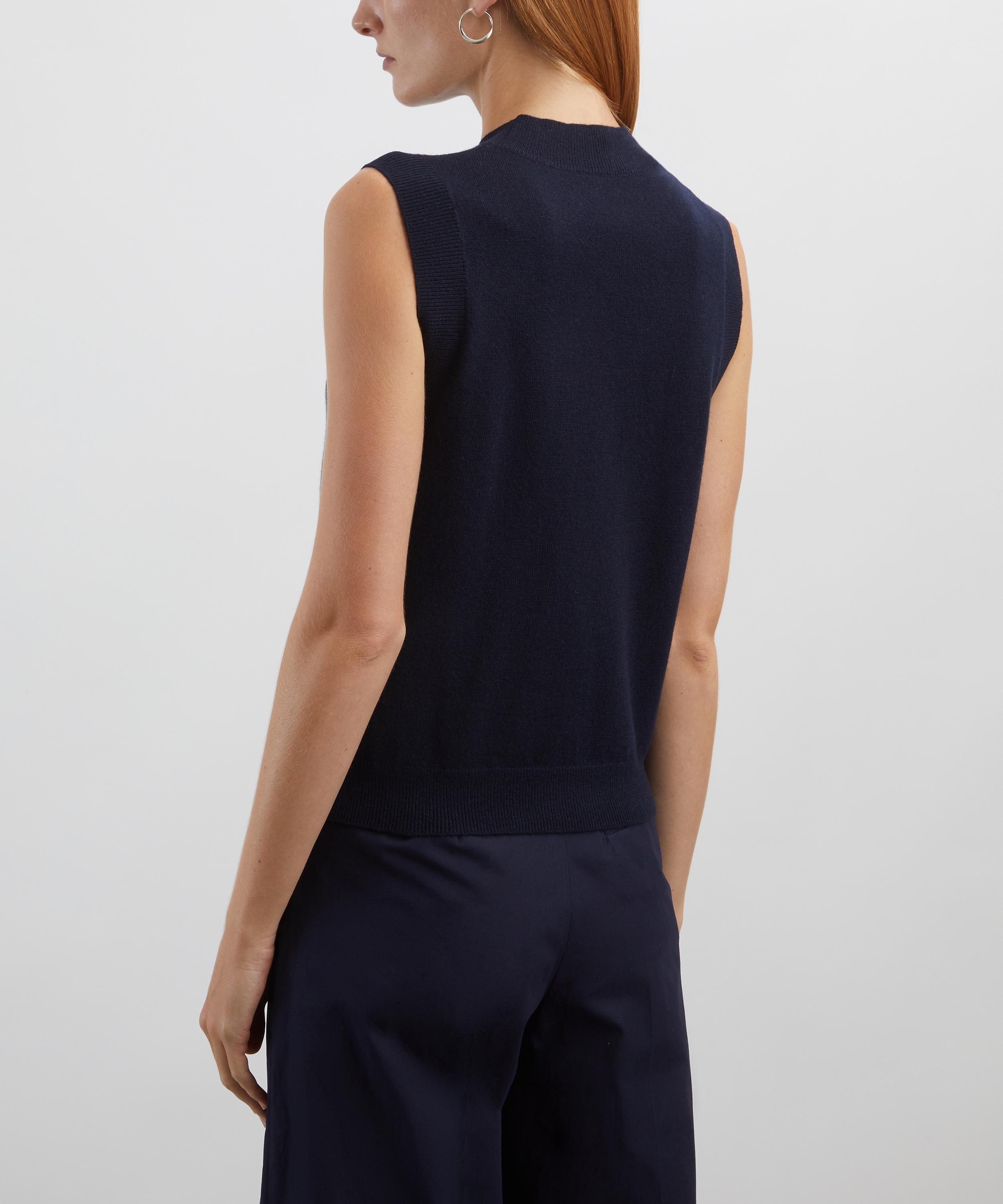 A.P.C. - Pia Dark Navy Argyle Sleeveless Cardigan image number 3
