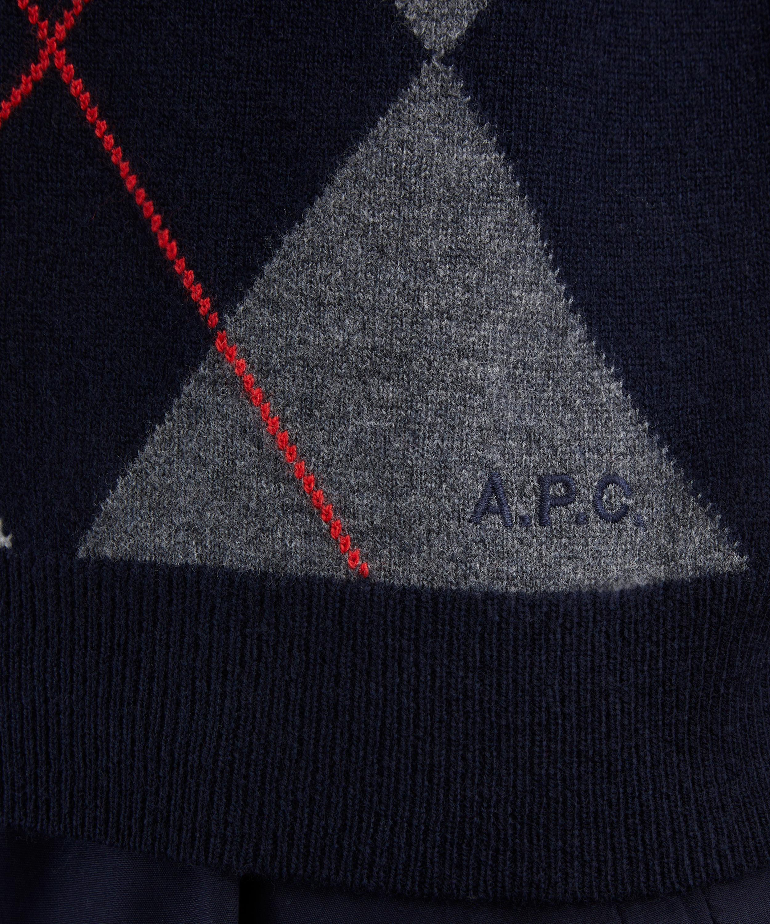 A.P.C. - Pia Dark Navy Argyle Sleeveless Cardigan image number 4