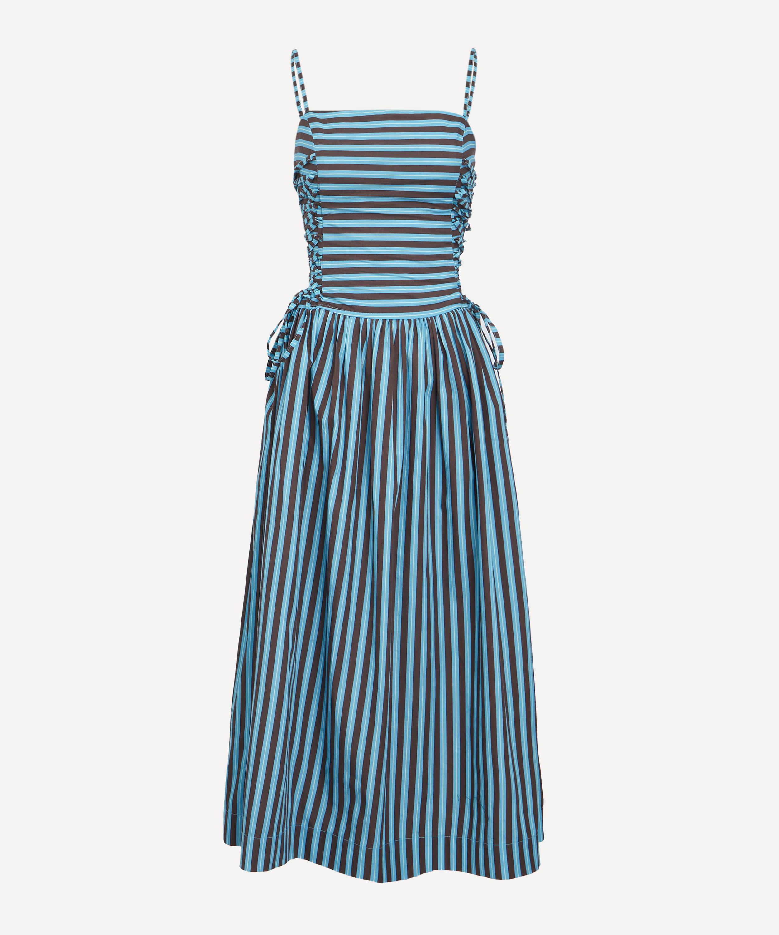 Damson Madder - Angelica Blue-Choc Stripe Midi Dress image number 0