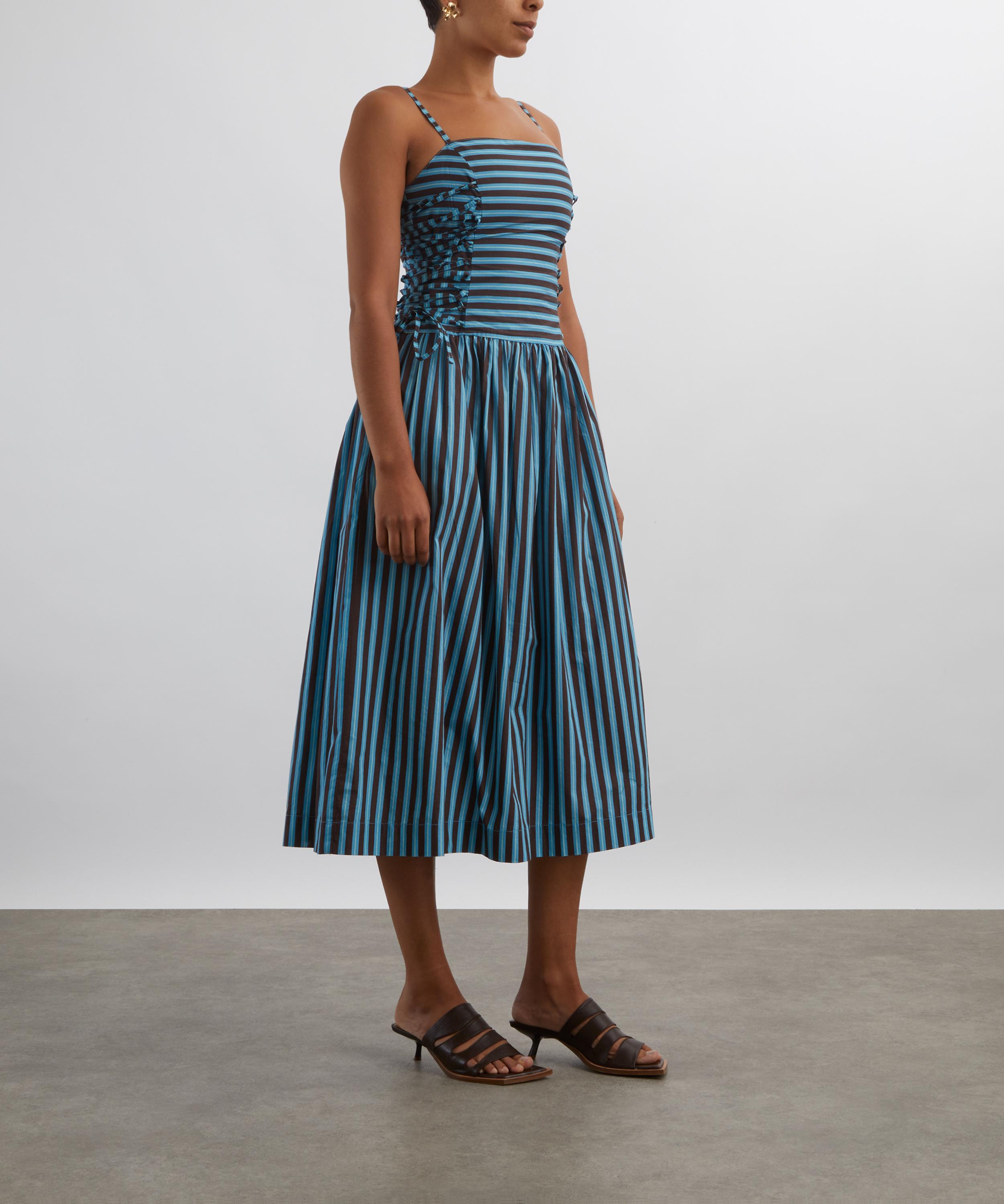 Damson Madder - Angelica Blue-Choc Stripe Midi Dress image number 2
