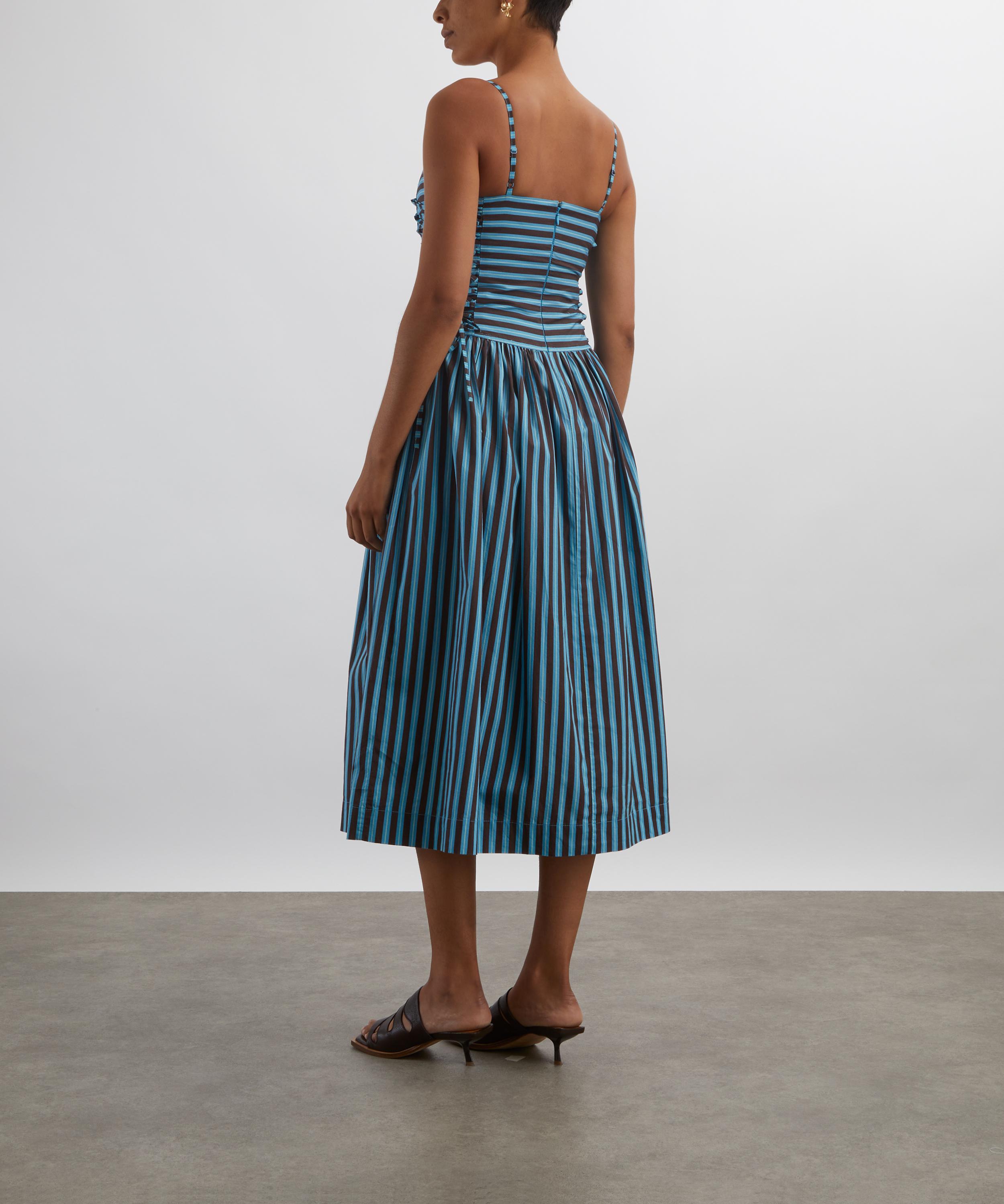 Damson Madder - Angelica Blue-Choc Stripe Midi Dress image number 3