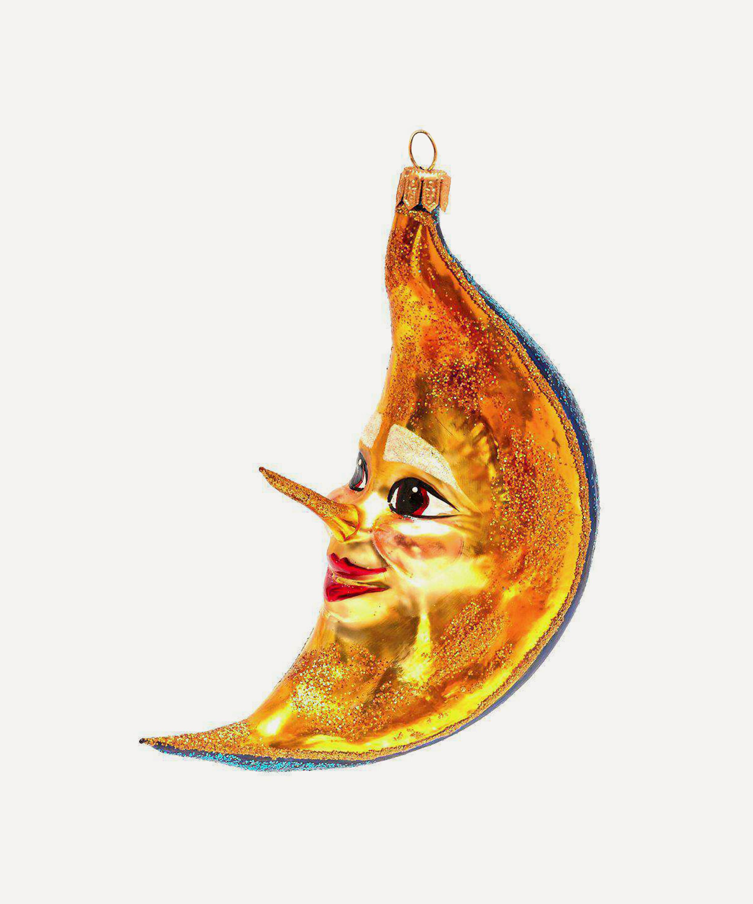Christmas - Crescent Moon with Face Glass Ornament image number 0